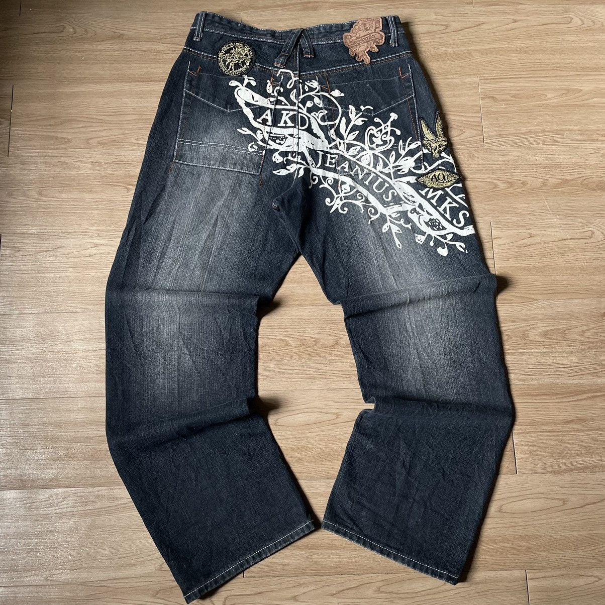 Hysteric Glamour Akademiks Patches Paint Embroidered Jnco Style Baggy Jeans Size US 34 / EU 50 - 1 Thumbnail
