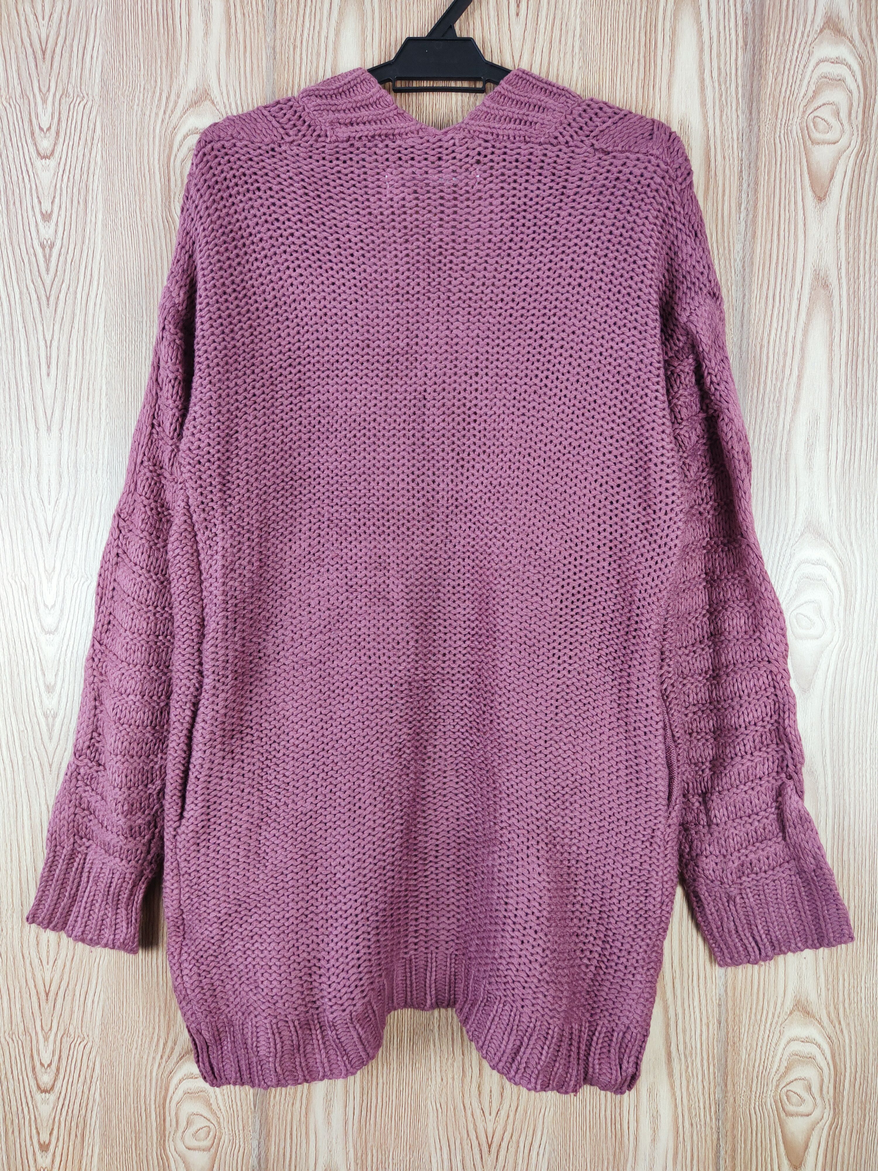 Japanese Brand Ray Cassin Favori Magenta cable Knitwear Cardigan #W313 Size L / US 10 / IT 46 - 7 Thumbnail