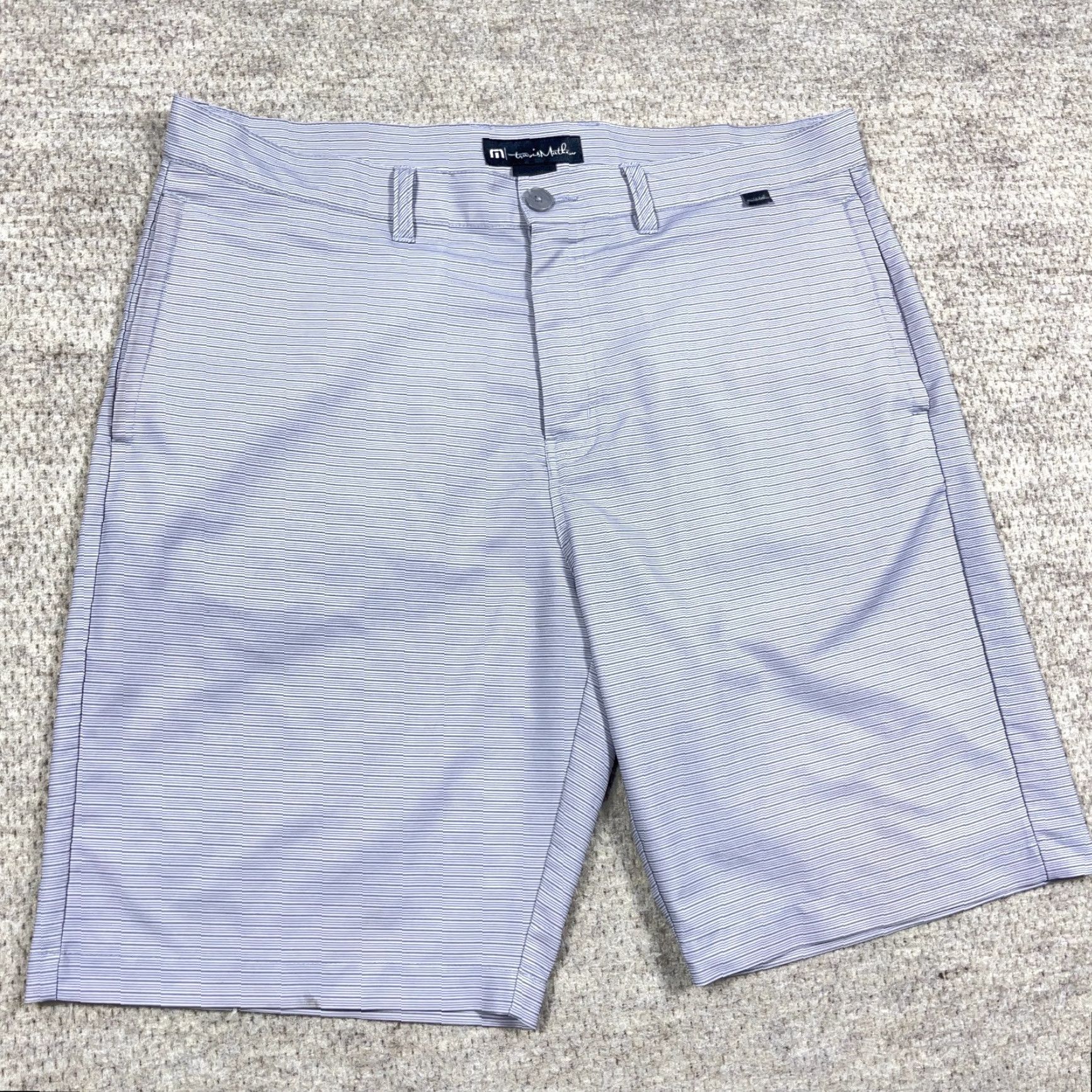 TravisMathew Travis Mathew Golf Shorts Men 36 Gray Striped Chino Performance Wicking Adult Stock Size US 36 / EU 52 - 4 Thumbnail