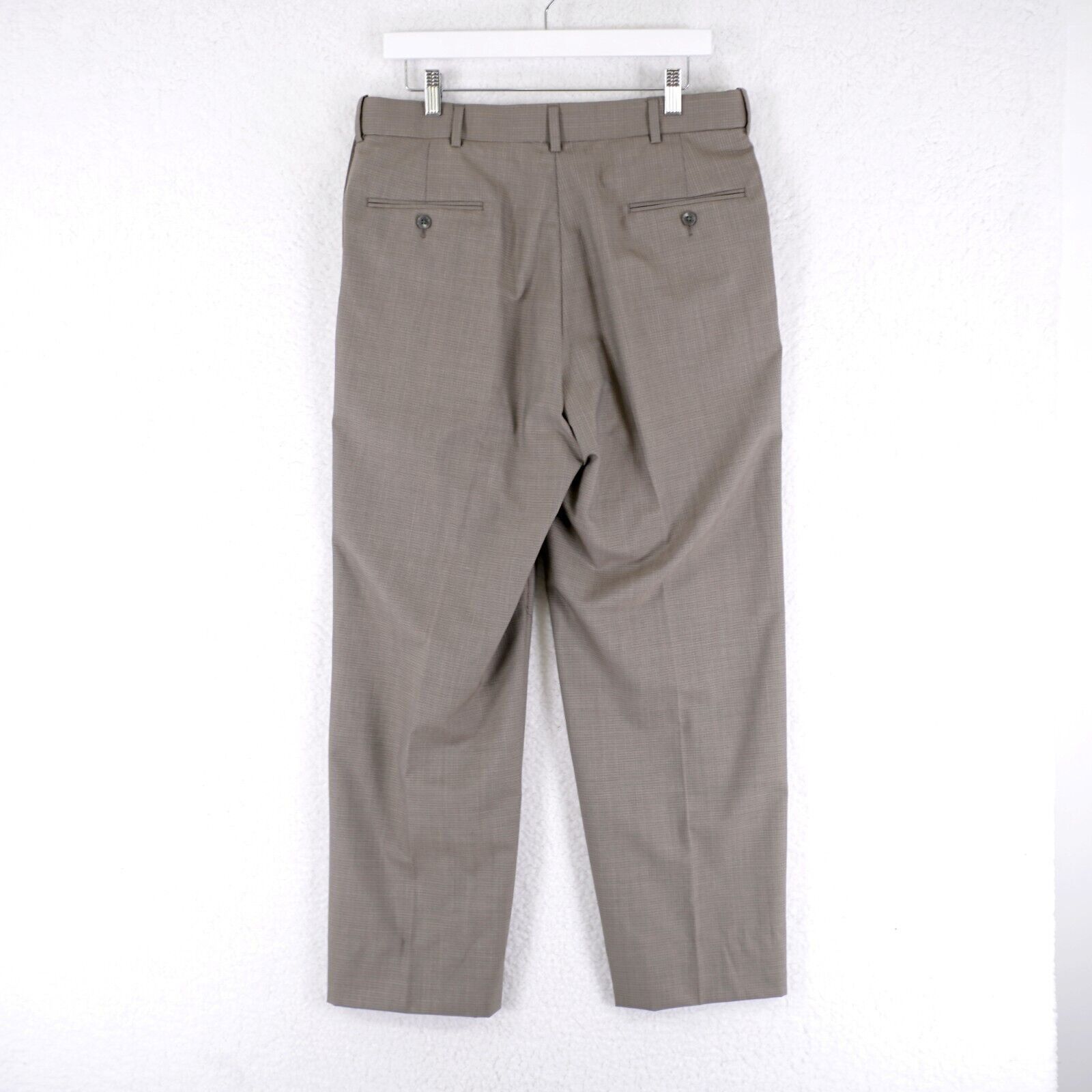 Hart Schaffner Marx Hart Schaffner Marx Wool Blend Beige Check Pleated Mid Rise Size 34R - 5 Thumbnail