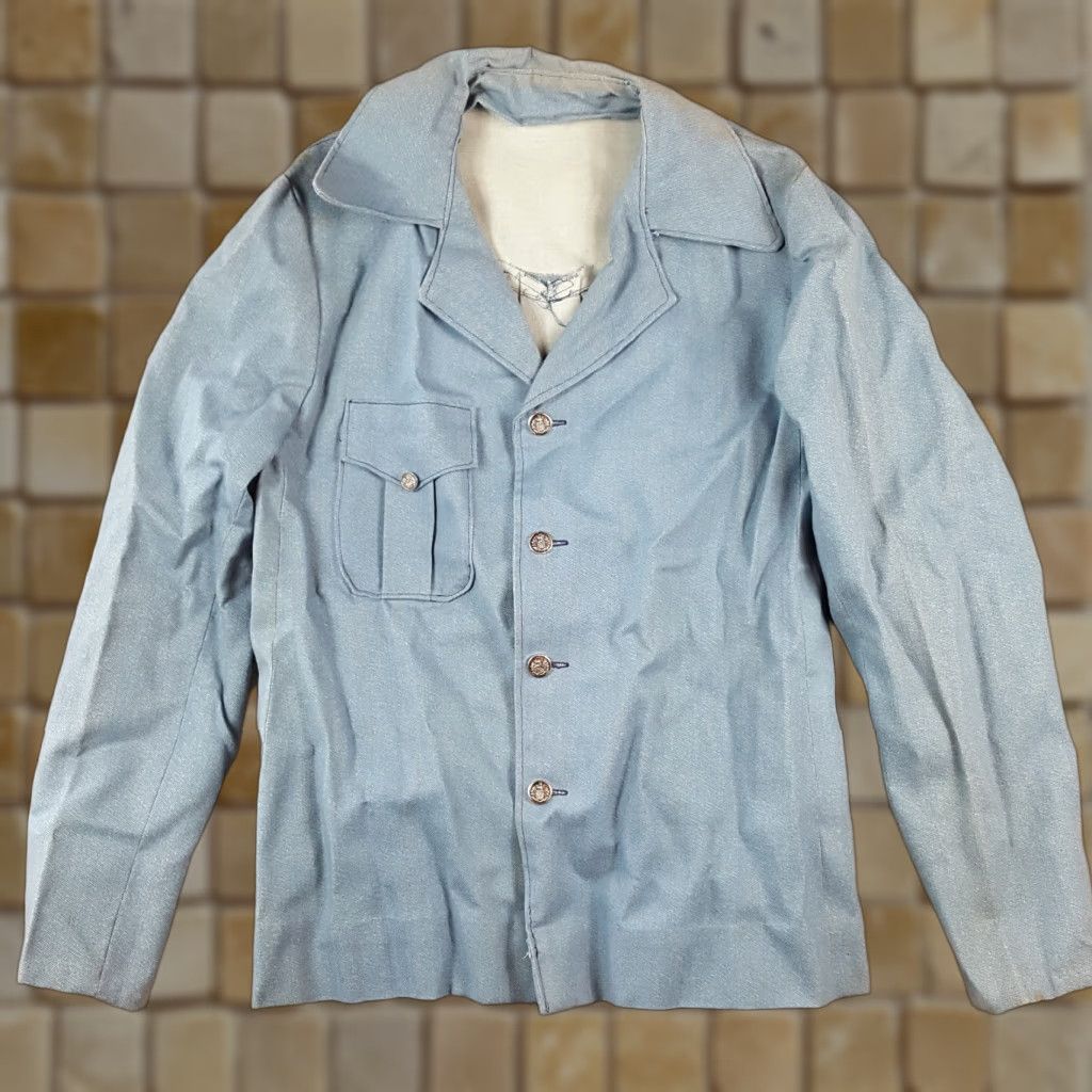 Denime Vintage 80s Chambray Denim Military Womens Small Button Sportscoat Blazer Jacket Size S / US 4 / IT 40 - 1 Thumbnail