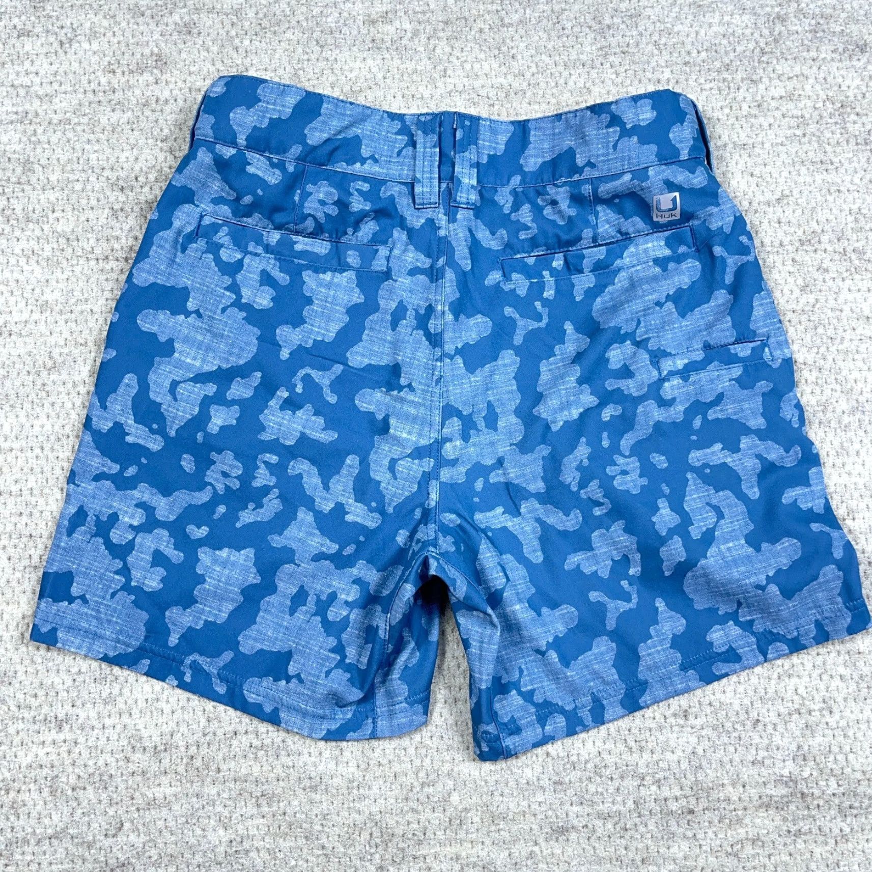 Vintage Huk Shorts Men Small Blue Camo Chino Performance Hiking 6" Inseam Fishing Size US 29 - 2 Thumbnail