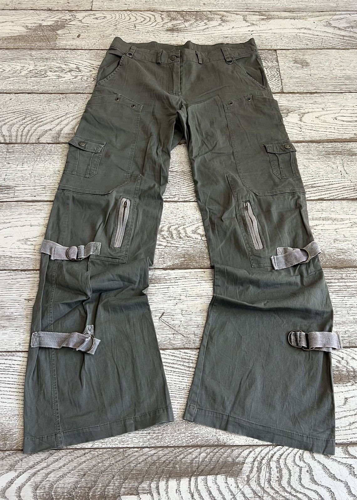 Image of If Six Was Nine x Le Grande Bleu L G B Vintage Multi-Pocket Bondage Flare Cargo Trousers in Khaki (