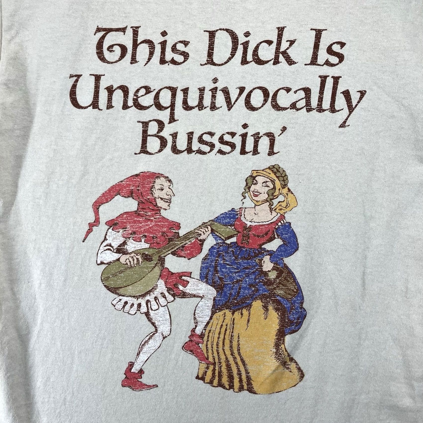 Vintage Spencer's Women's Adult T-Shirt Small Beige Medieval Retro Art Quote Funny Hilarious Dick Bussin Size S / US 4 / IT 40 - 5 Thumbnail