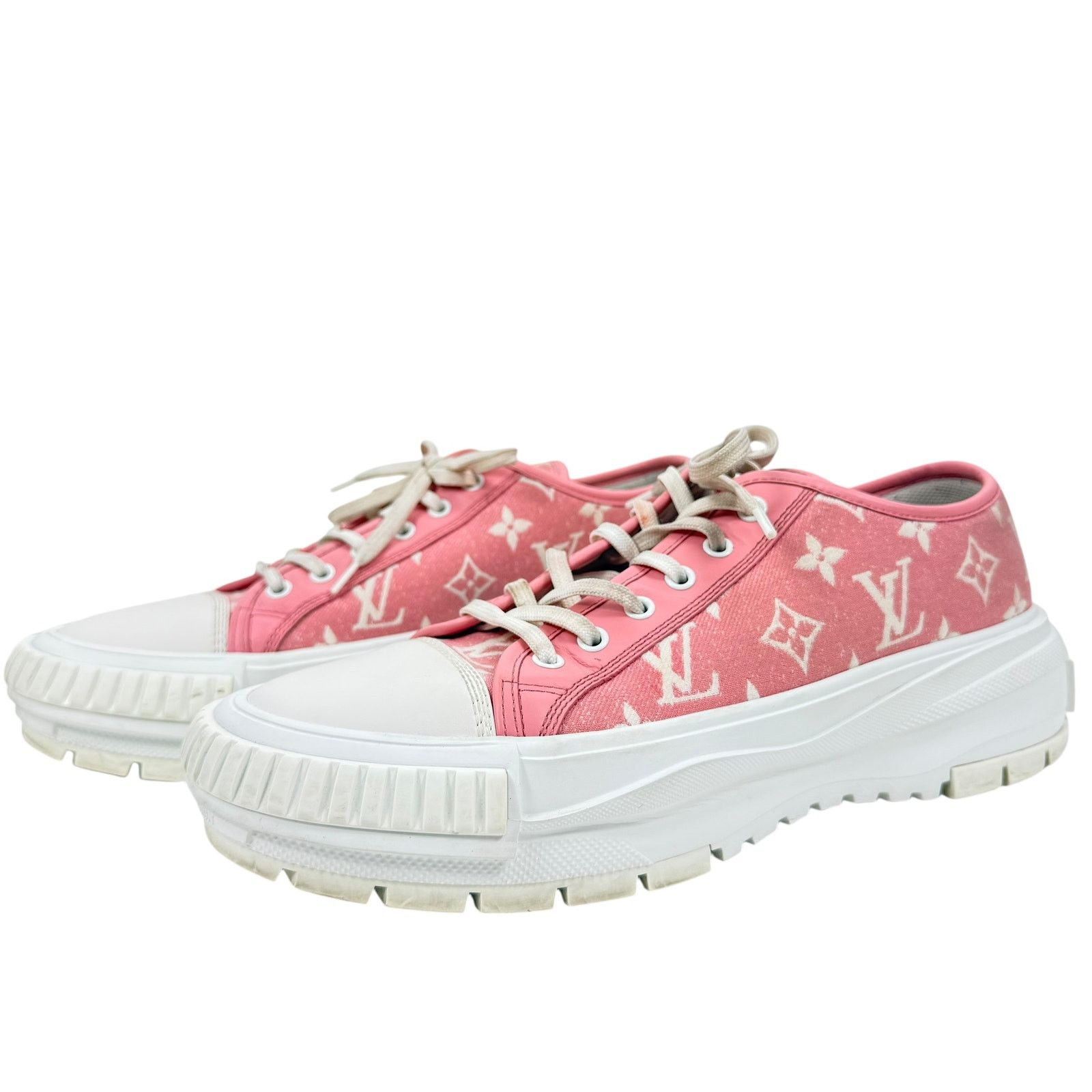 Louis Vuitton Louis Vuitton Monogram Pink Cotton Denim Low Top Sneakers 42 Size US 12 / IT 42 - 3 Thumbnail