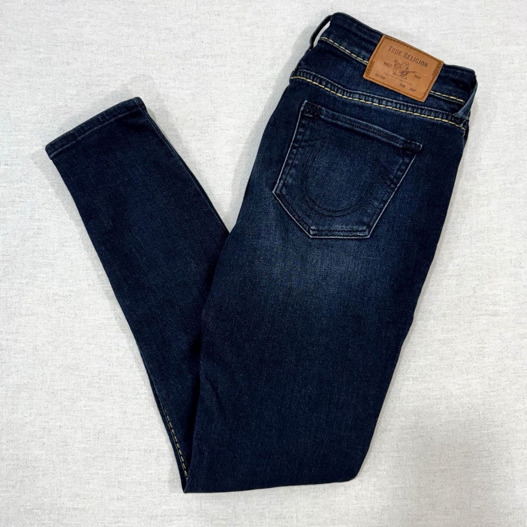 True Religion True Religion Jeans Halle Mid Rise Super Skinny 31 Women Blue Denim Pants 28 In Inseam Logo Button Zipper Bonded 90s? Size 24" / US 00 / IT 34 - 4 Thumbnail