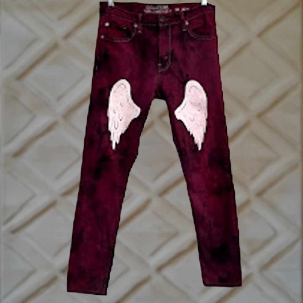 Levi's Levi's Purple Black Dyed Marble Angel Wings Painted Jeans 30x30 Slim Mens Size US 30 / EU 46 - 1 Thumbnail