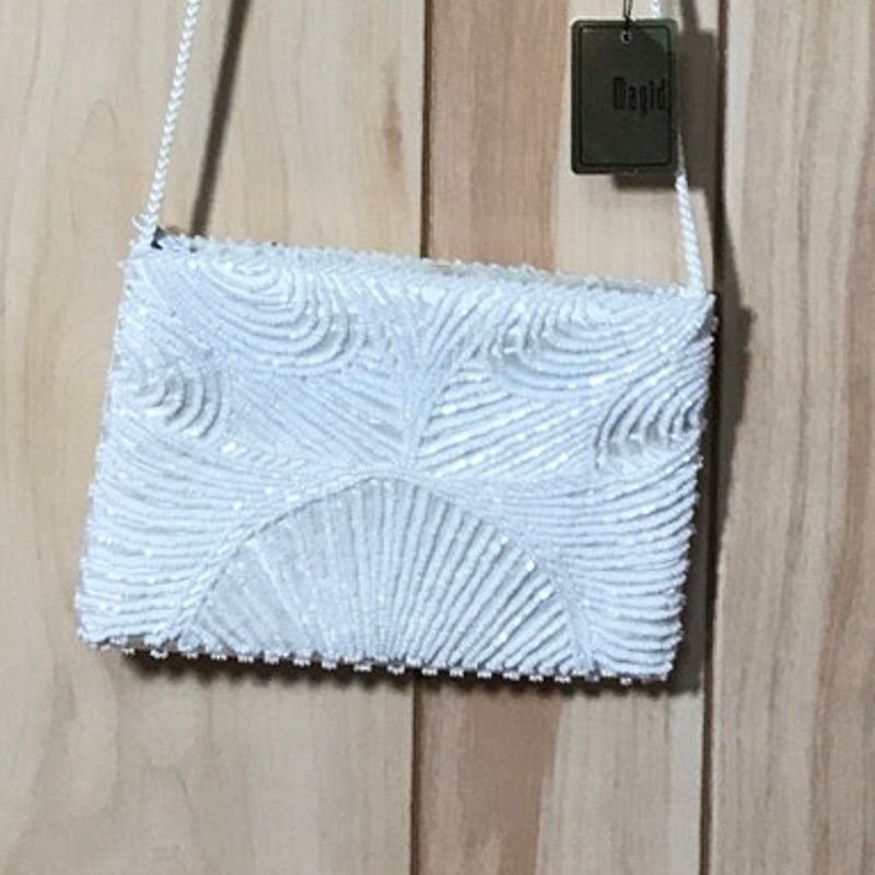NWT Magid Vintage Beaded Crossbody Bag in Beige, Women's