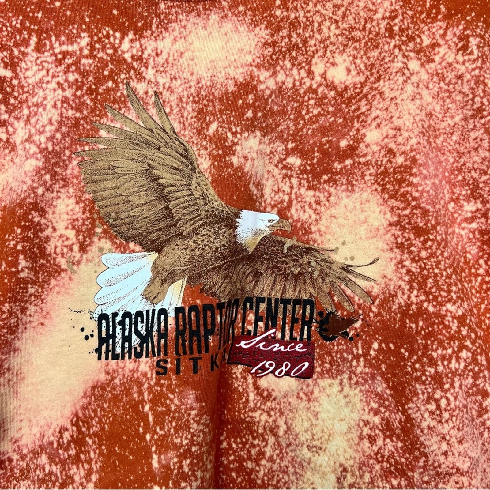 Gildan Alaska Raptor Eagle Graphic Orange Tie Dyed Cropped Tee XL Size XL / US 12-14 / IT 48-50 - 6 Thumbnail