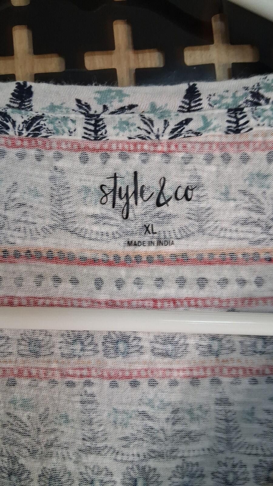 Style & Co Style & Co Patterned Short Sleeve Top Size XL Size ONE SIZE - 2 Thumbnail