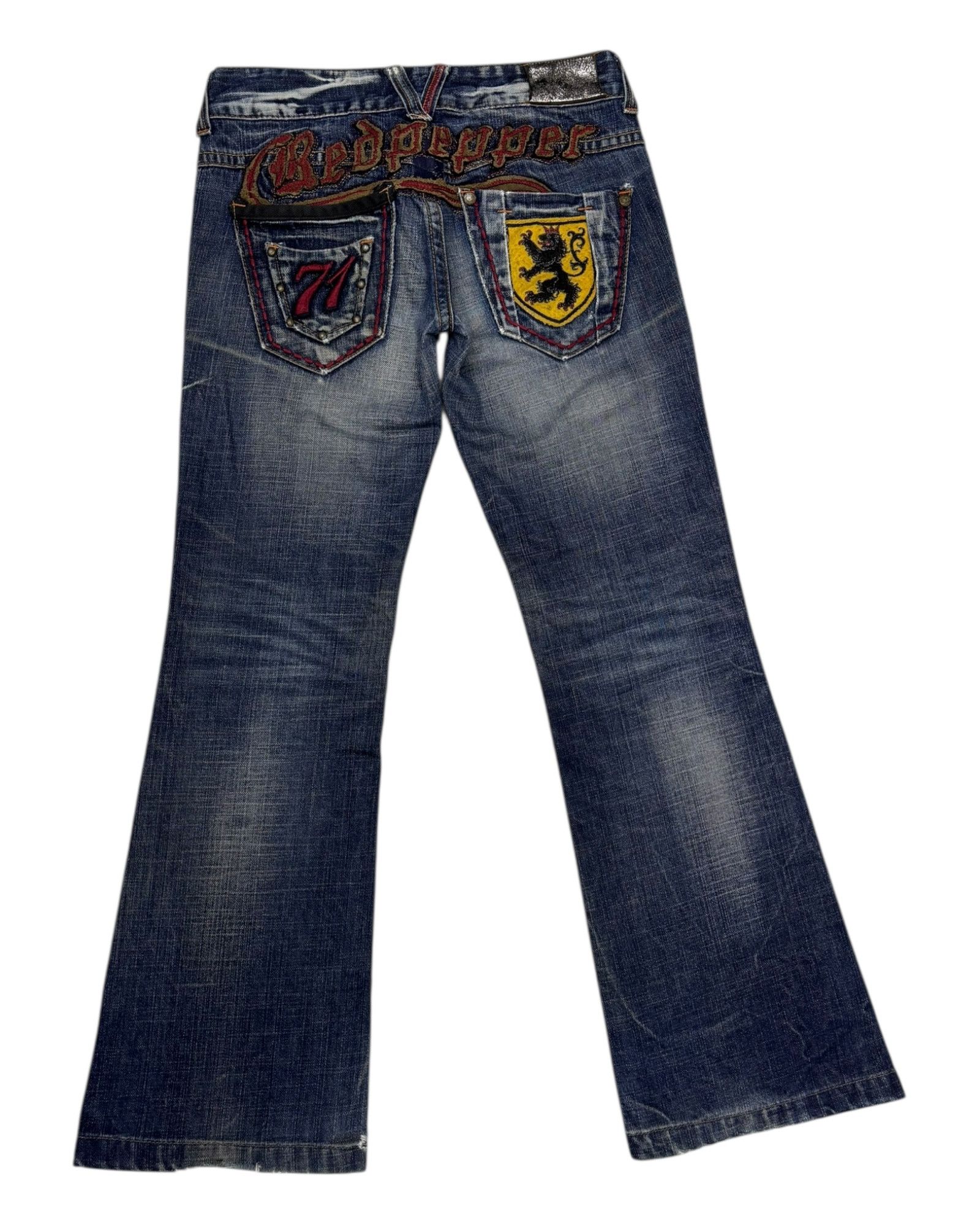Hysteric Glamour × If Six Was Nine × Le Grande Bleu (L.G.B.) Vintage RED PEPPER Bootcut Flare Distressed Denim Jean Size 29" - 5 Thumbnail