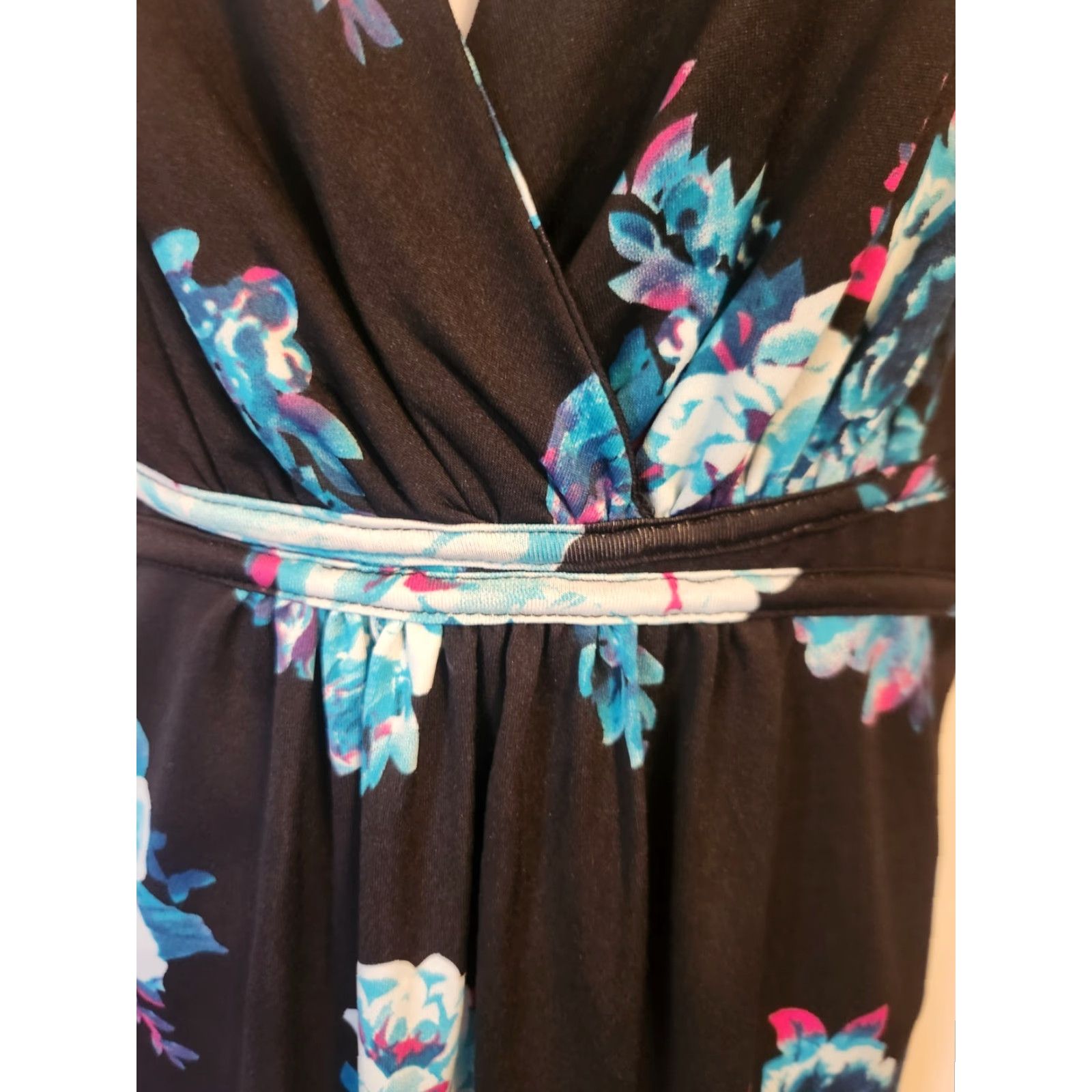 Vintage Metaphor Floral Black Empire Waist Sleeveless Maxi Dress M Petite Womens Maxi Dress Size M / US 6-8 / IT 42-44 - 2 Thumbnail