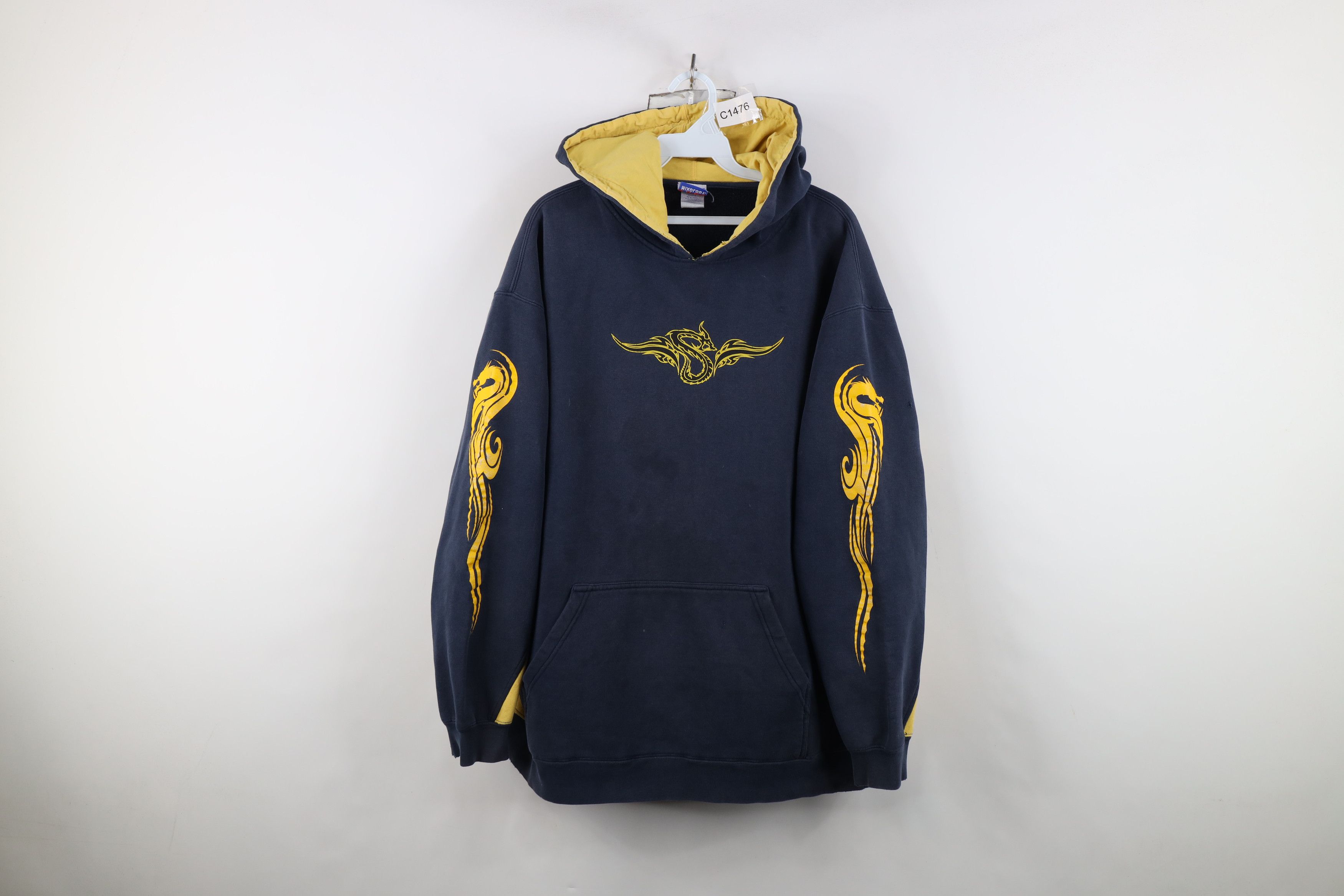 Vintage Vintage 90s Y2K Streetwear Tribal Dragon Hoodie Sweatshirt Size US XL / EU 56 / 4 - 1 Thumbnail