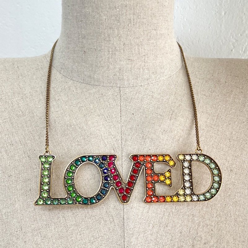 Gucci Gucci Gold Metal Necklace with Loved Pendant Multicolor Size ONE SIZE - 4 Thumbnail