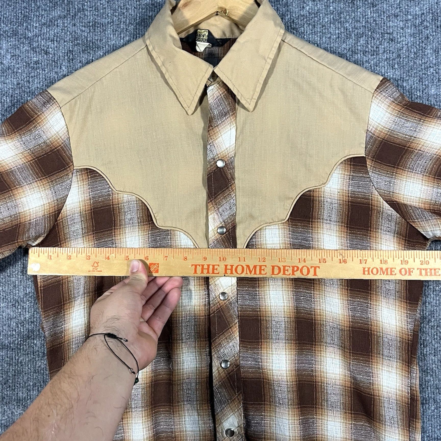 Sears VINTAGE Sears Western Wear Shirt Mens Medium Brown Plaid Pearl Snap 70s Cowboy Size US M / EU 48-50 / 2 - 7 Thumbnail