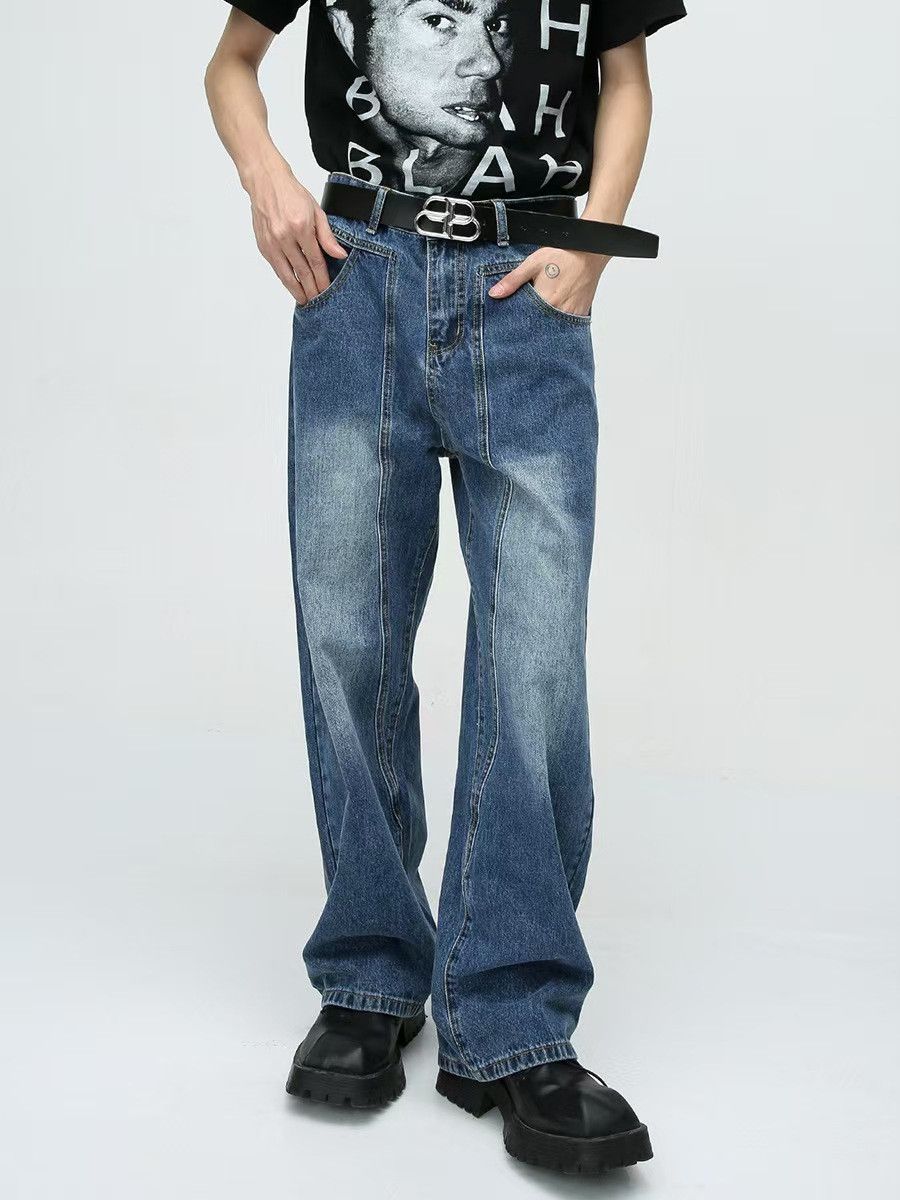 Japanese Brand × Jean Street Spliced Line Straight Jeans Size US 32 / EU 48 - 1 Thumbnail