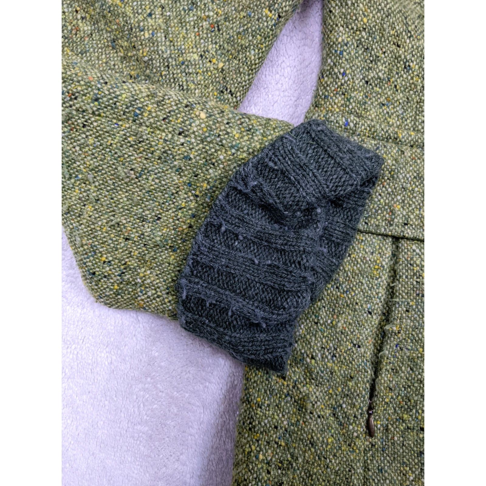 Vintage Relativity Womens Jacket Coatigan S Green Tweed Wool Blend Zip Hood Size S / US 4 / IT 40 - 3 Thumbnail