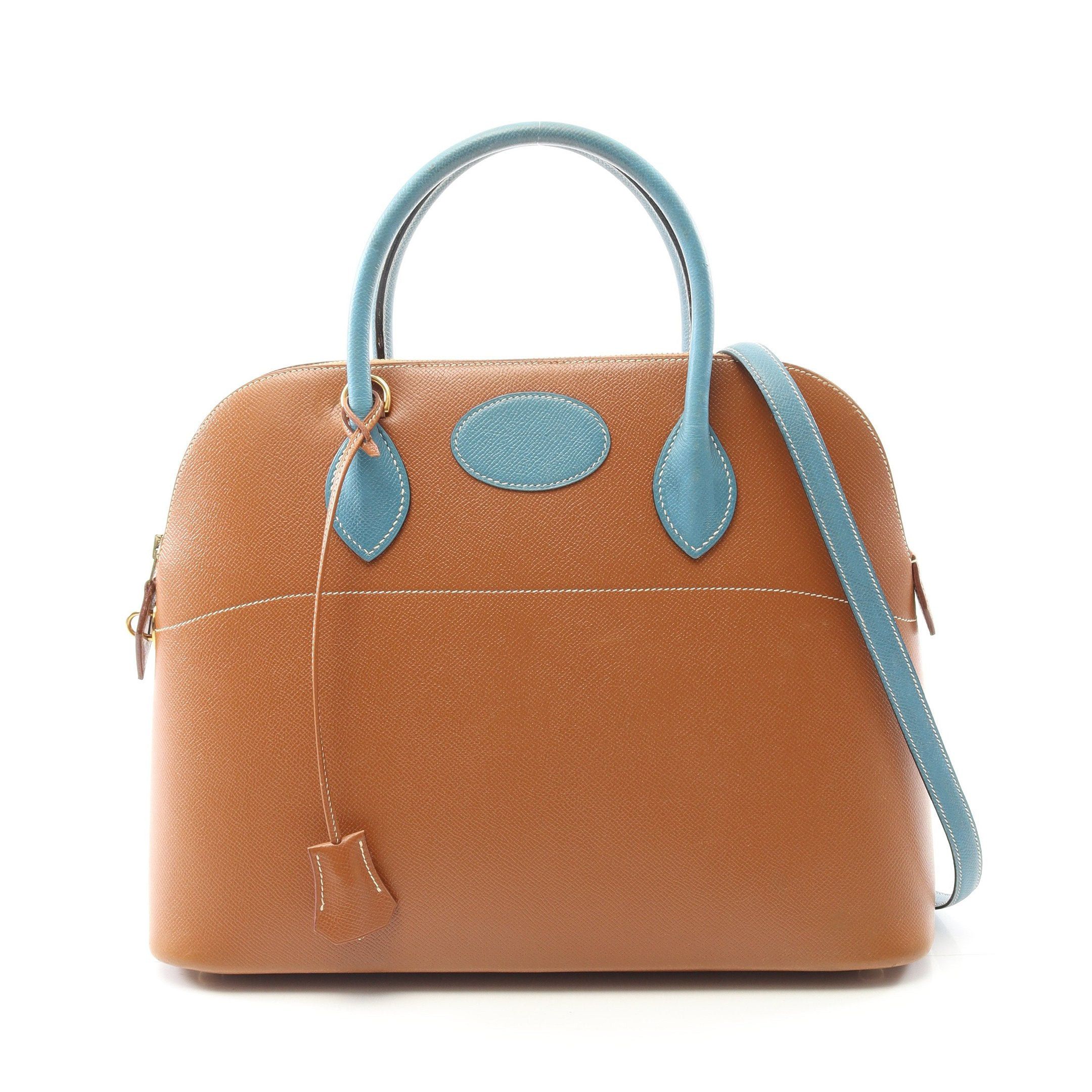 Hermes Hermes Bolide 35 Gold Blue Jean Handbag Leather Brown Light Hardware □B Stamp (Manufactured Around 1998) Size ONE SIZE - 1 Thumbnail