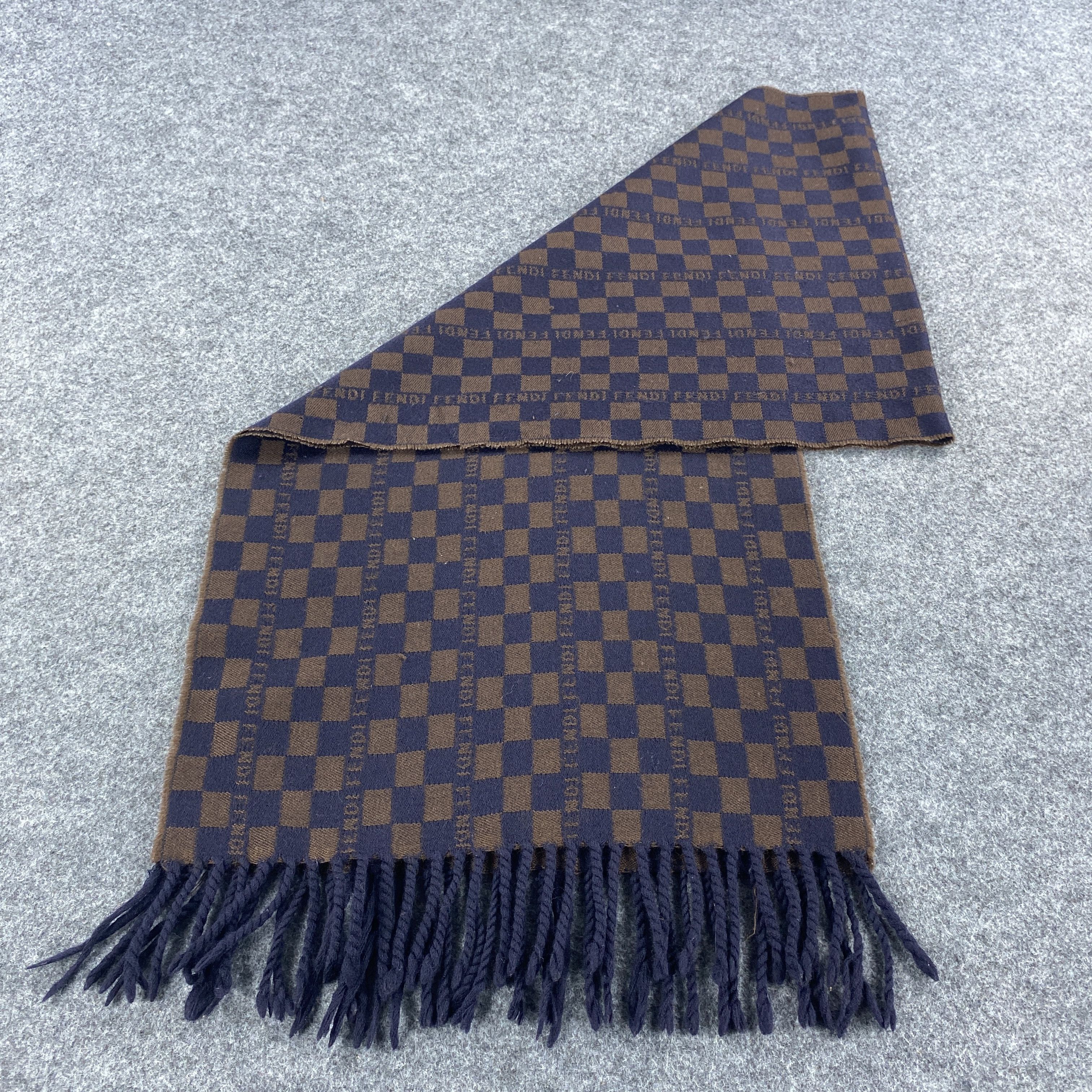 Fendi × Vintage GF10495 Fendi Checkerboard Scarf Neck Wear Muffler Size ONE SIZE - 8 Thumbnail