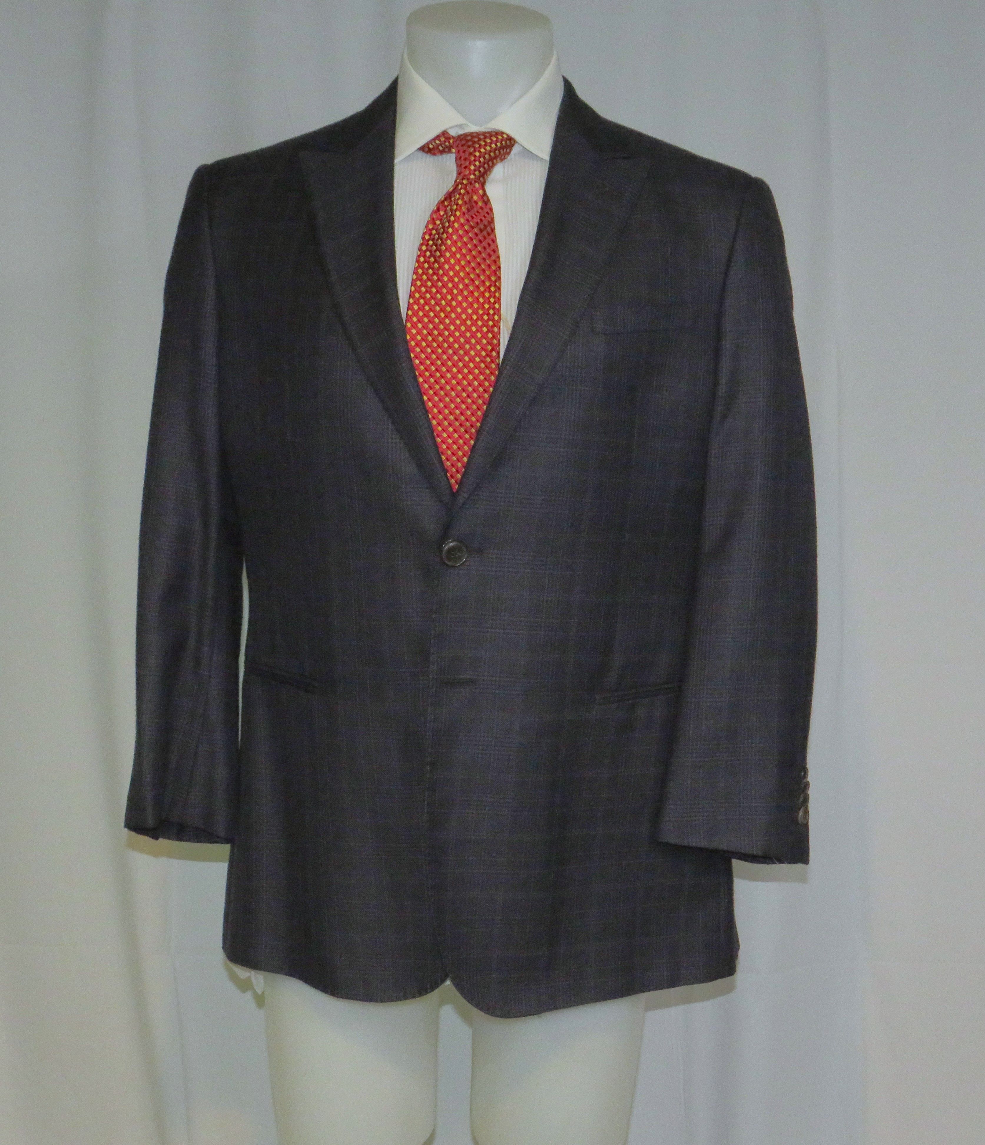 Giorgio Armani Taylor Cashmere Blend Gray Plaid Current Sport Coat 44R Size 44R - 1 Thumbnail