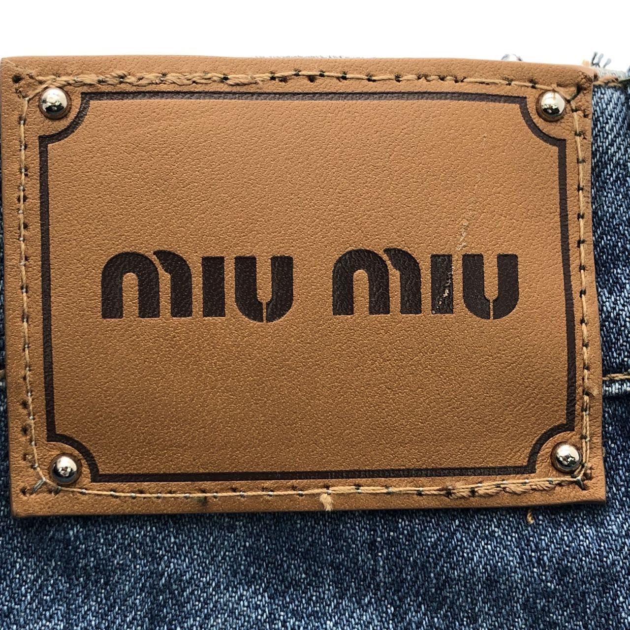 Miu Miu Miu Miu Rhinestone Denim Skirt Authentic K26WX Size 26" / US 2 / IT 38 - 6 Thumbnail