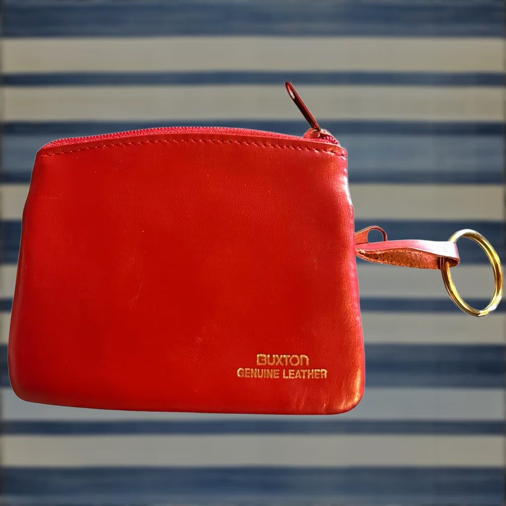 Vintage VINTAGE Buxton Top Grain Cowhide Leather RED Women's Coin & Key Purse 4" x 3.5" Wallet Zip-Around Size S / US 4 / IT 40 - 1 Thumbnail