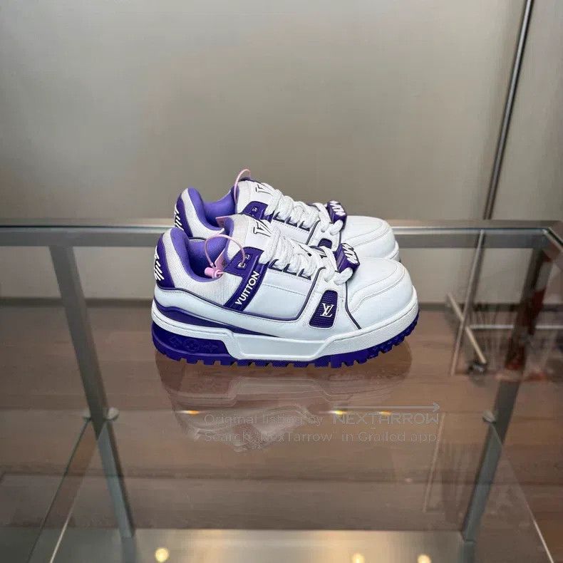 Louis Vuitton Louis Vuitton Trainer Maxi White Purple Fat Ding shoes Size US 7 / IT 37 - 3 Thumbnail