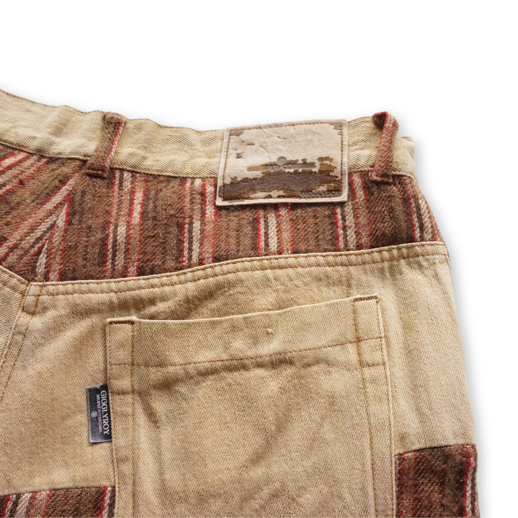 Japanese Brand GIGGLYROY Cotton & Wool Patchwork Jeans Size US 31 - 7 Thumbnail