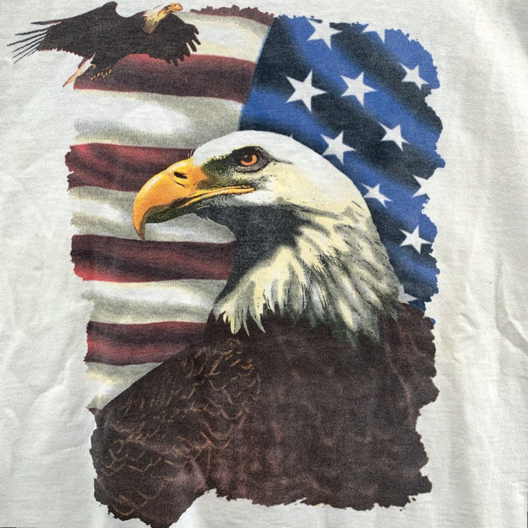 Vintage VINTAGE Alore Shirt Adult Large White Eagle USA Flag Short Sleeve Crew Neck Mens/Womens Size US L / EU 52-54 / 3 - 7 Thumbnail