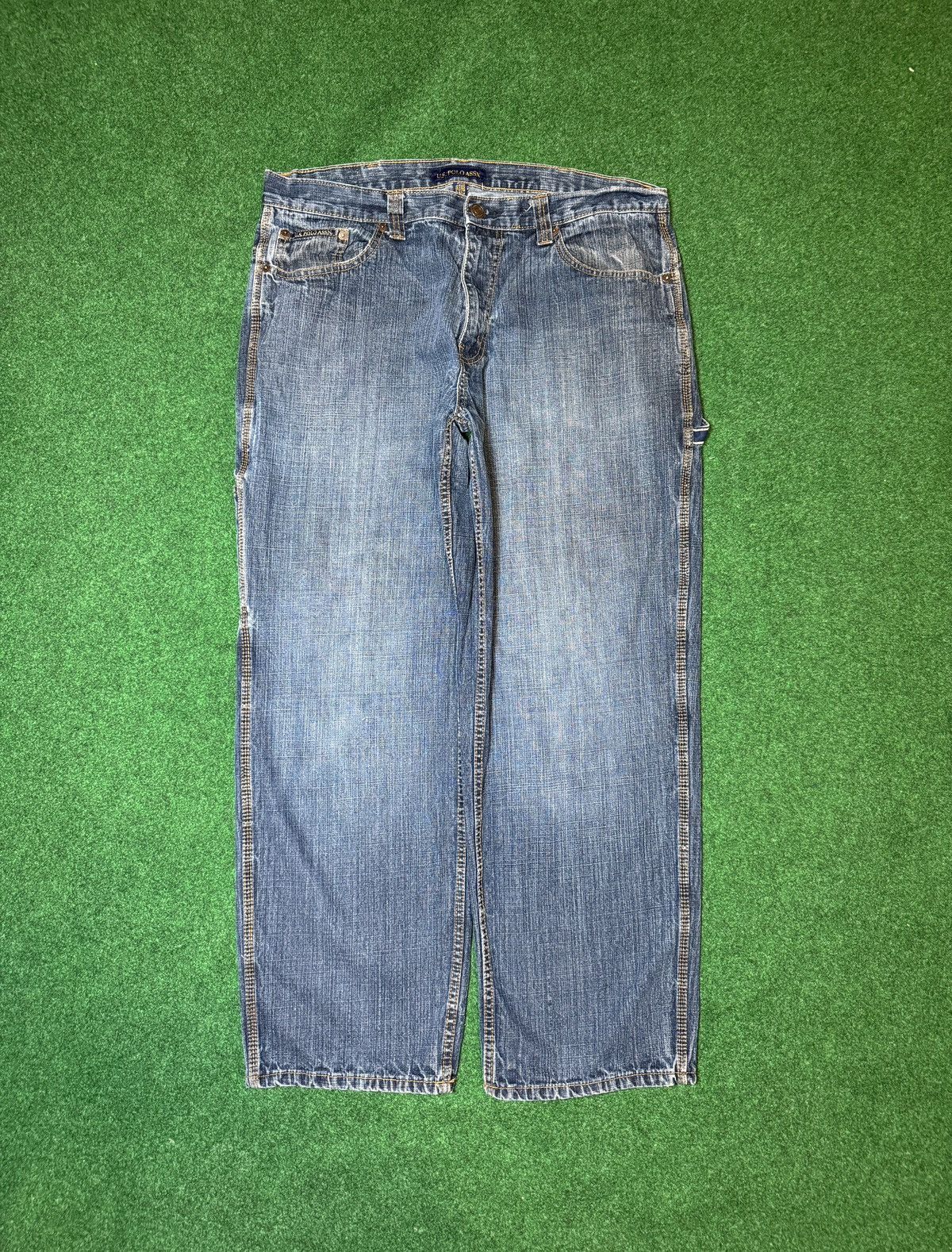 Southpole × U.S. Polo Assn. × Vintage Vtg Y2K Carpenter Baggy Wide Leg Polo 38x32 Wide Leg Jeans Size US 38 / EU 54 - 3 Thumbnail
