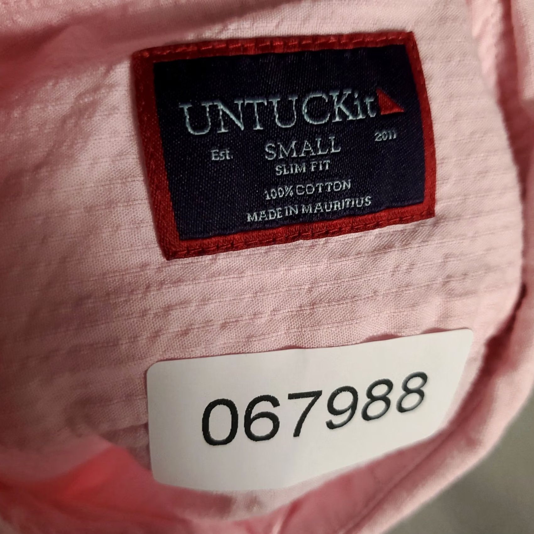 UNTUCKit UNTUCKit Shirt Mens S Pink Short Sleeve Seersucker Button Up Casual Size US S / EU 44-46 / 1 - 6 Thumbnail