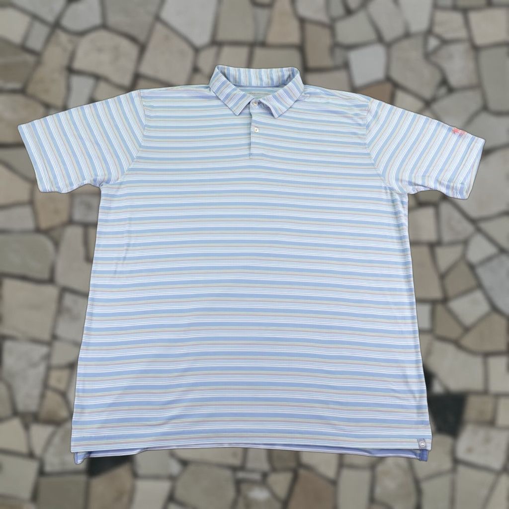 Peter Millar Peter Millar Polo Shirt Mens XL Blue Stripes Seaside Performance Flex Golf Size US XL / EU 56 / 4 - 1 Thumbnail