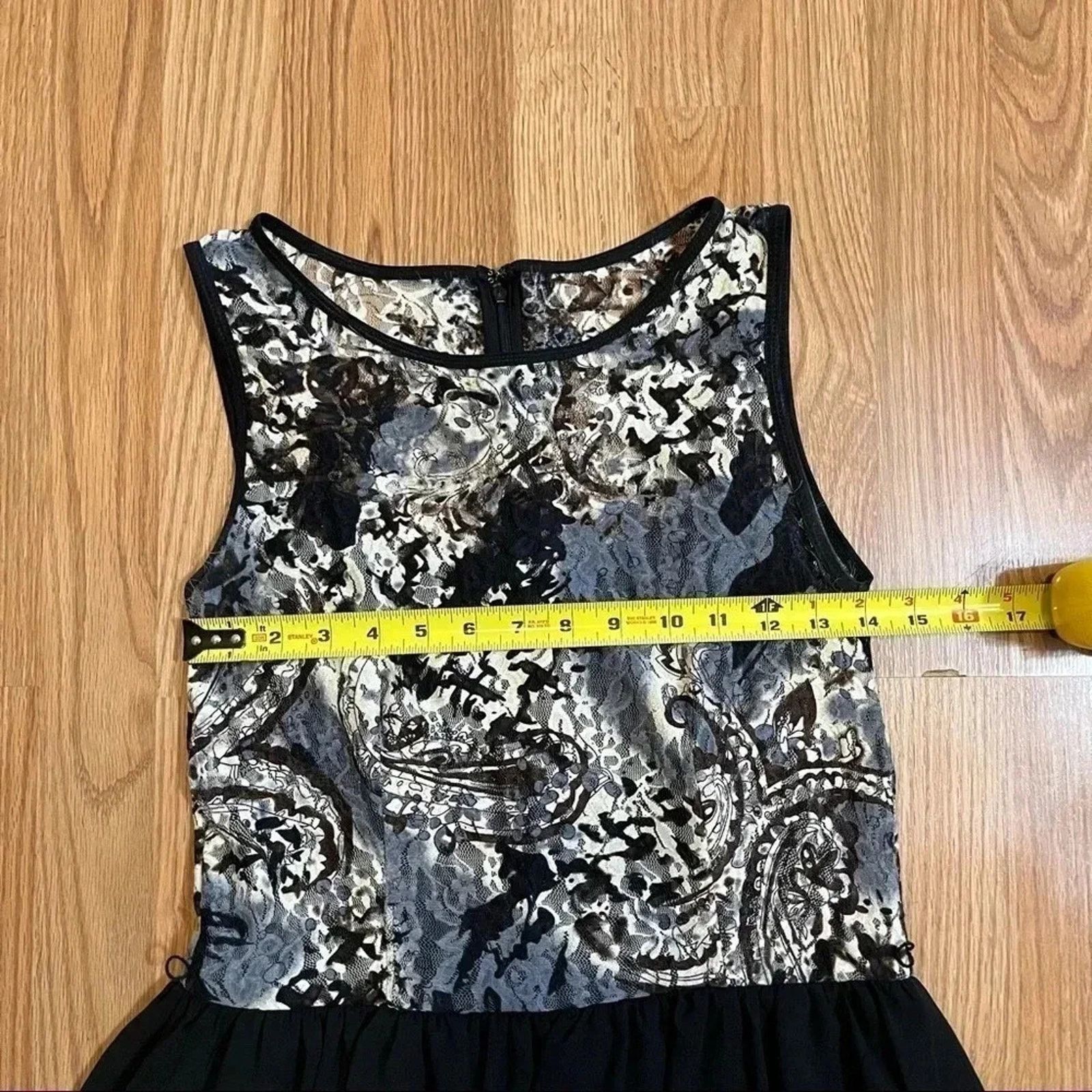 Other AB Studio Floral Fit & Flare Dress SZ 8 Black Sleeveless Size M / US 6-8 / IT 42-44 - 10 Thumbnail