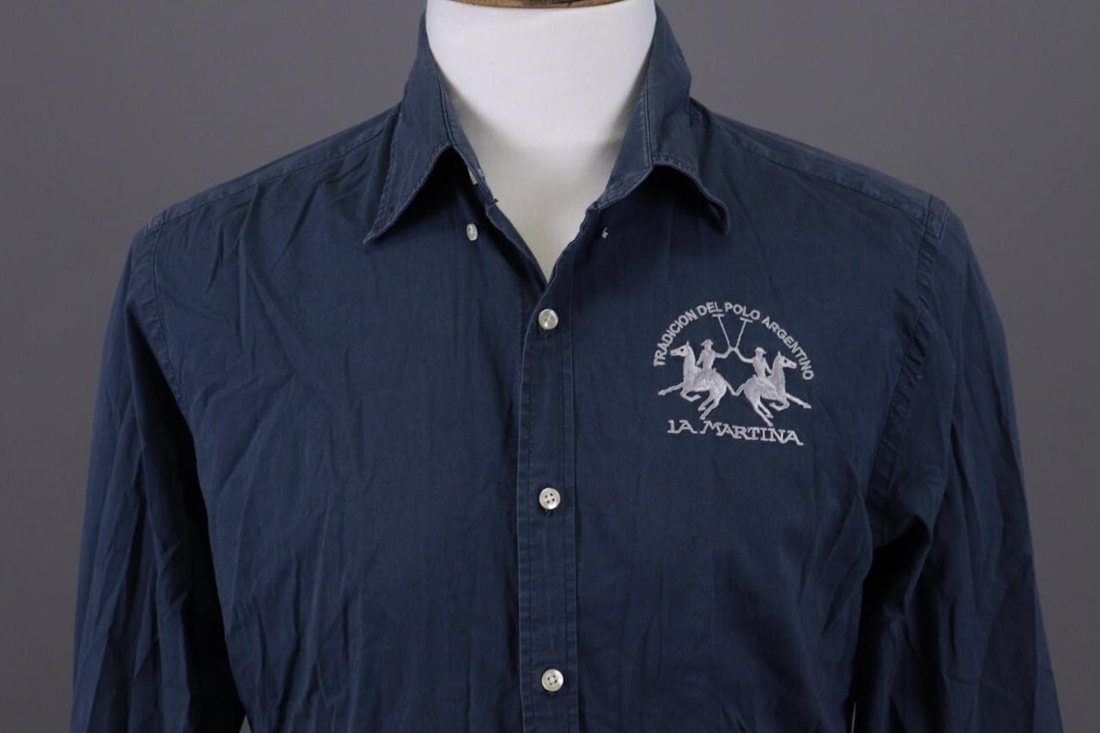 La Martina LA MARTINA Buenos Aires Blue Button Up Shirt Size XL Size US XL / EU 56 / 4 - 2 Thumbnail