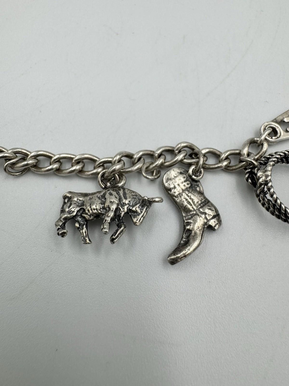 The Unbranded Brand Vintage Sterling Silver Charm Bracelet Southwestern Cowboy B Size ONE SIZE - 5 Thumbnail