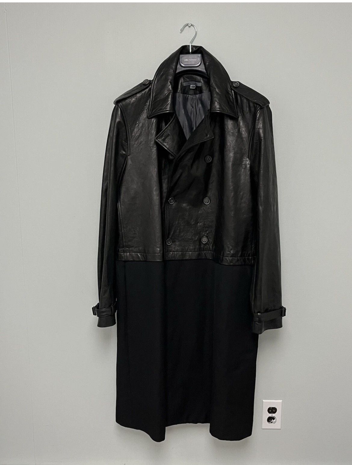 John Varvatos Contrast leather Trench Coat Size EU50 USA 40. Size US M / EU 48-50 / 2 - 8 Thumbnail