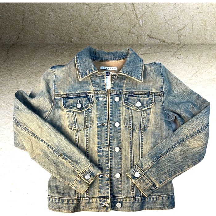 Gap Gap Stretch Denim Jean Jacket Med Wash Distressed Button Fro | Grailed