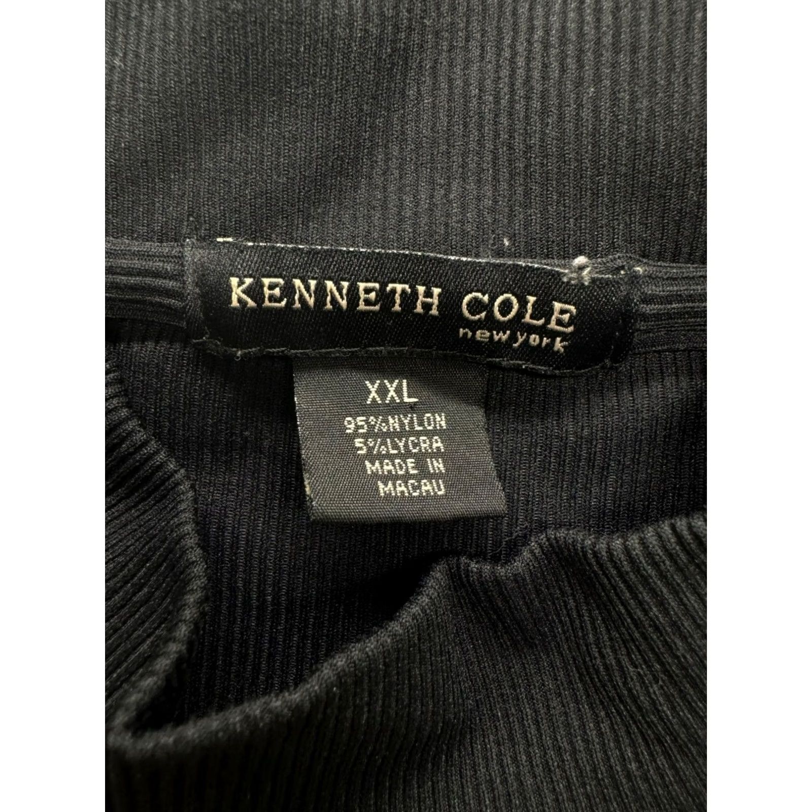 Kenneth Cole Kenneth Cole Womens XXL Black Turtleneck Short Sleeve Button-Up Casual Ribbed Size 2XL Size 40" / US 18 - 3 Thumbnail