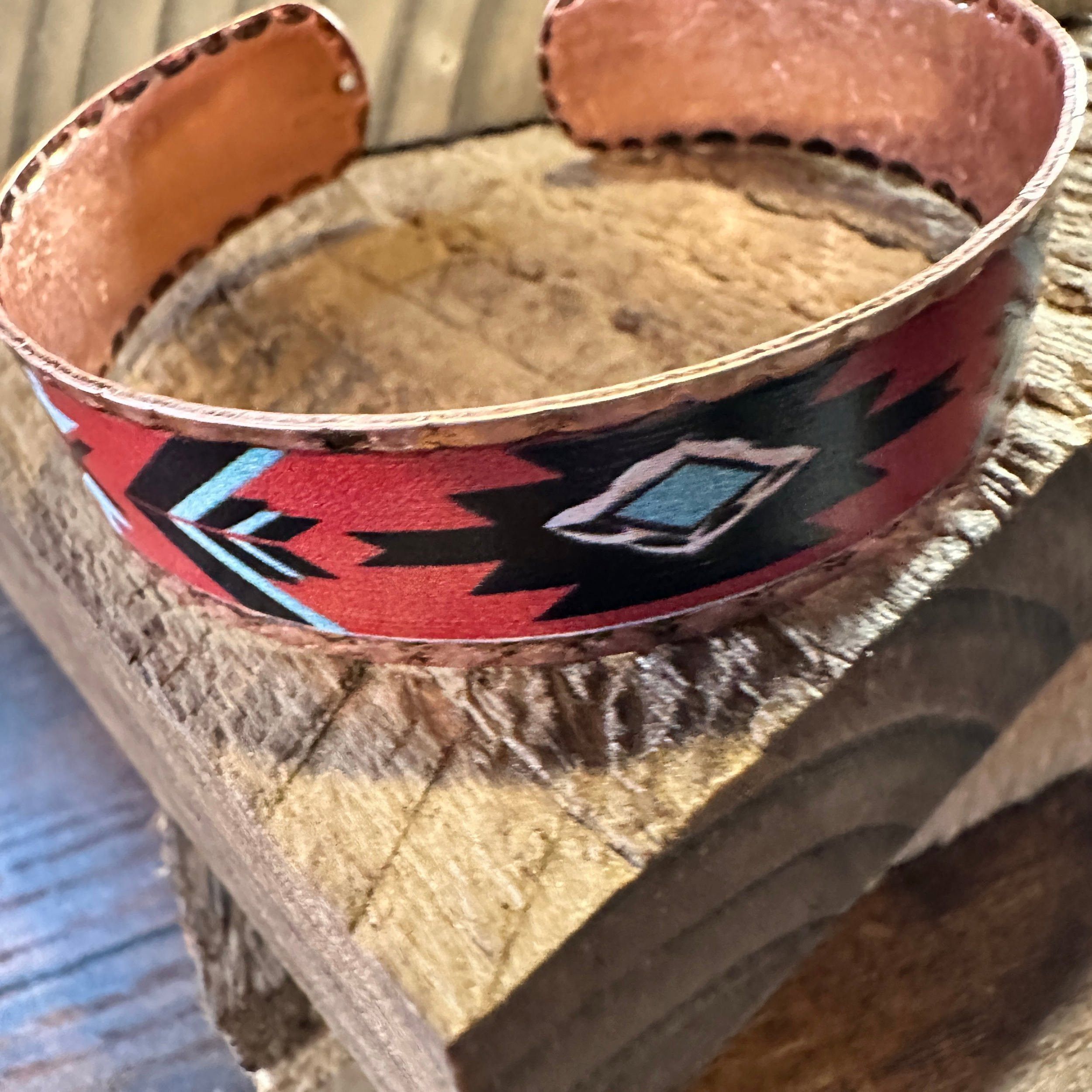 Other Handmade Boho Native American Aztek Copper Narrow Cuff Brace Size ONE SIZE - 3 Thumbnail