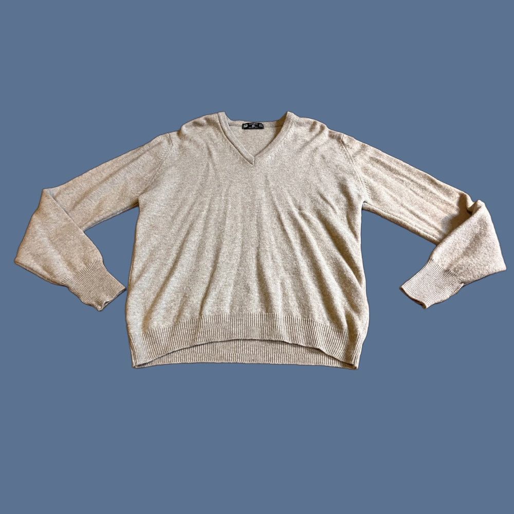 Vintage VINTAGE St Michael Sweater Mens 40 L Beige Wool V-Neck Pullover Knit Casual Long Sleeve Heavyweight Winter Size US L / EU 52-54 / 3 - 1 Thumbnail