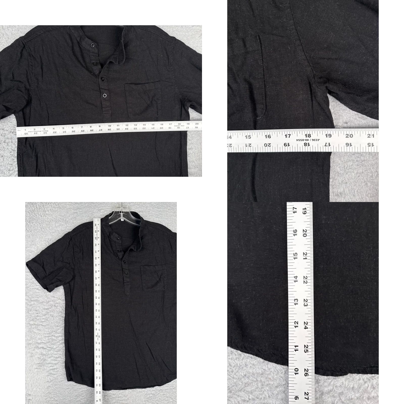 Vintage Shirt Men Medium Black Short Sleeve Henley Button Cotton Blend Workwear Pocket Size US M / EU 48-50 / 2 - 8 Thumbnail
