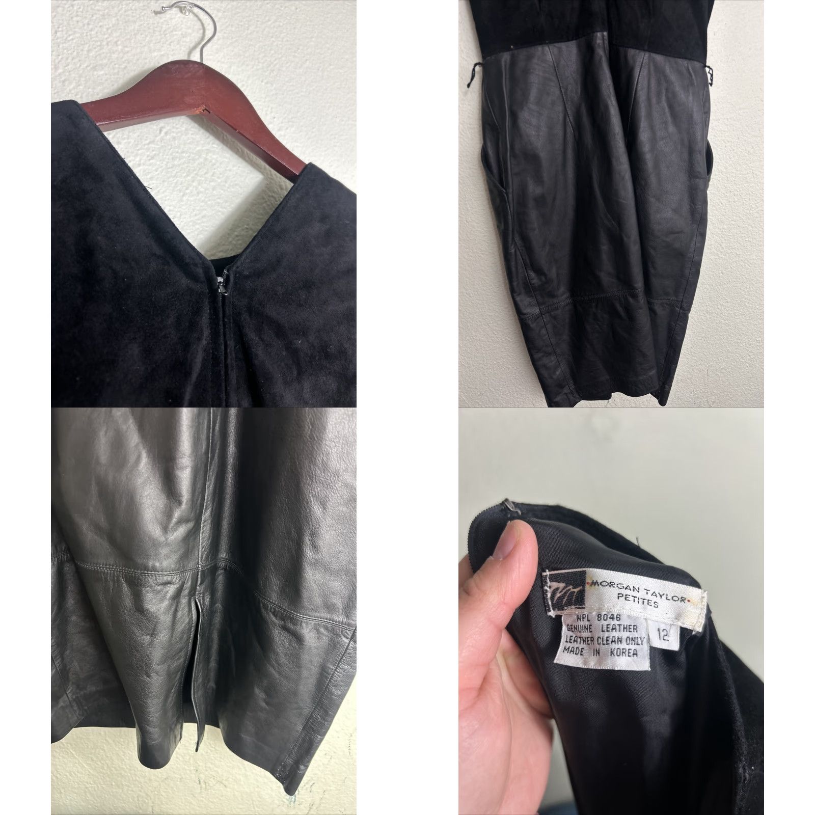 Vintage VINTAGE Morgan Taylor Petites Womens 12P Black Leather Pencil Dress Zip Back Womens Size XL / US 12-14 / IT 48-50 - 9 Thumbnail