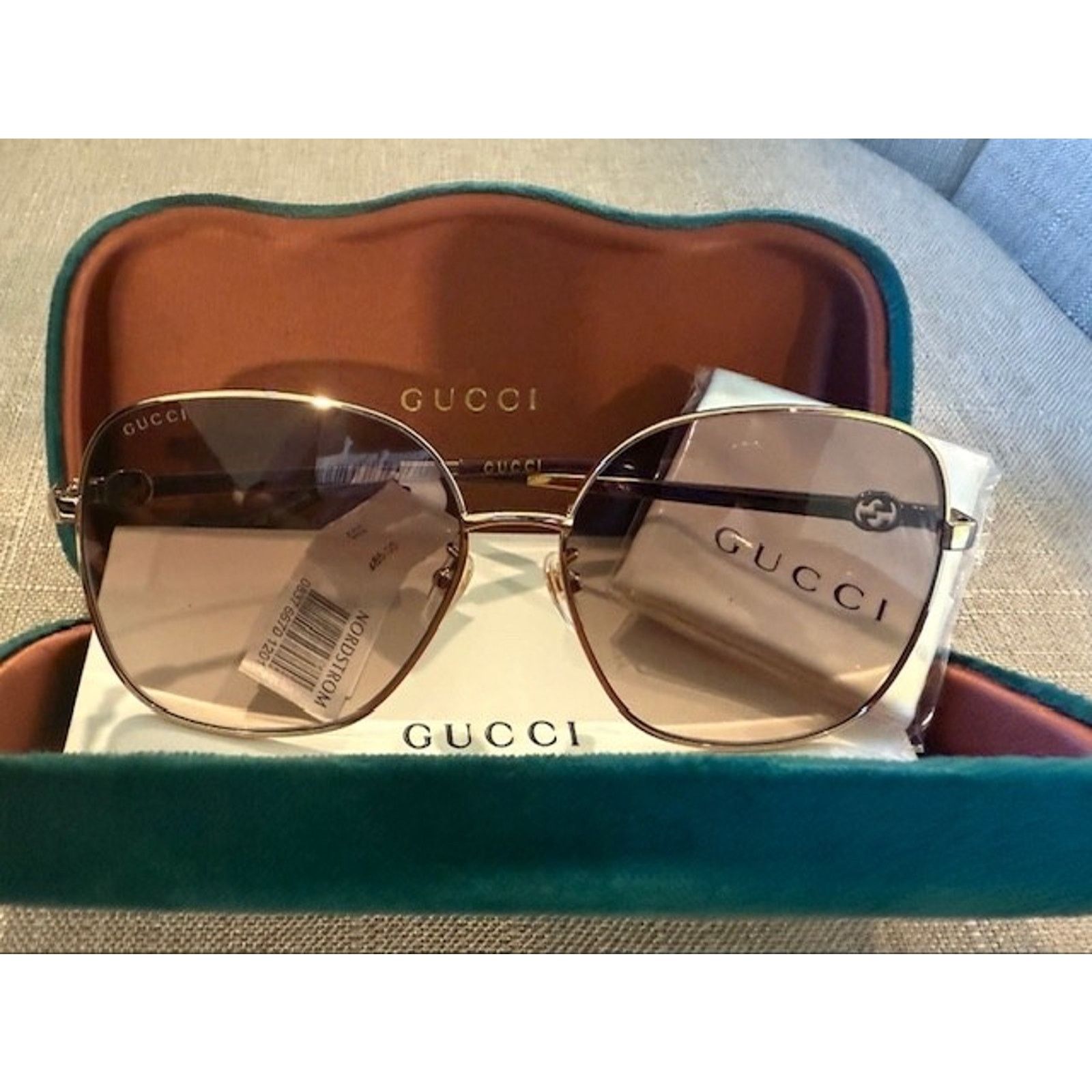 Gucci Gucci NWT Cut Out Square Sunglasses Gold Frame Size ONE SIZE - 1 Thumbnail
