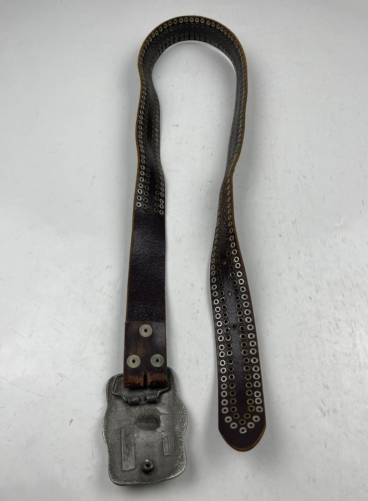 Japanese Brand vintage big buckle studded leather belt tc31 Size 38 - 5 Thumbnail