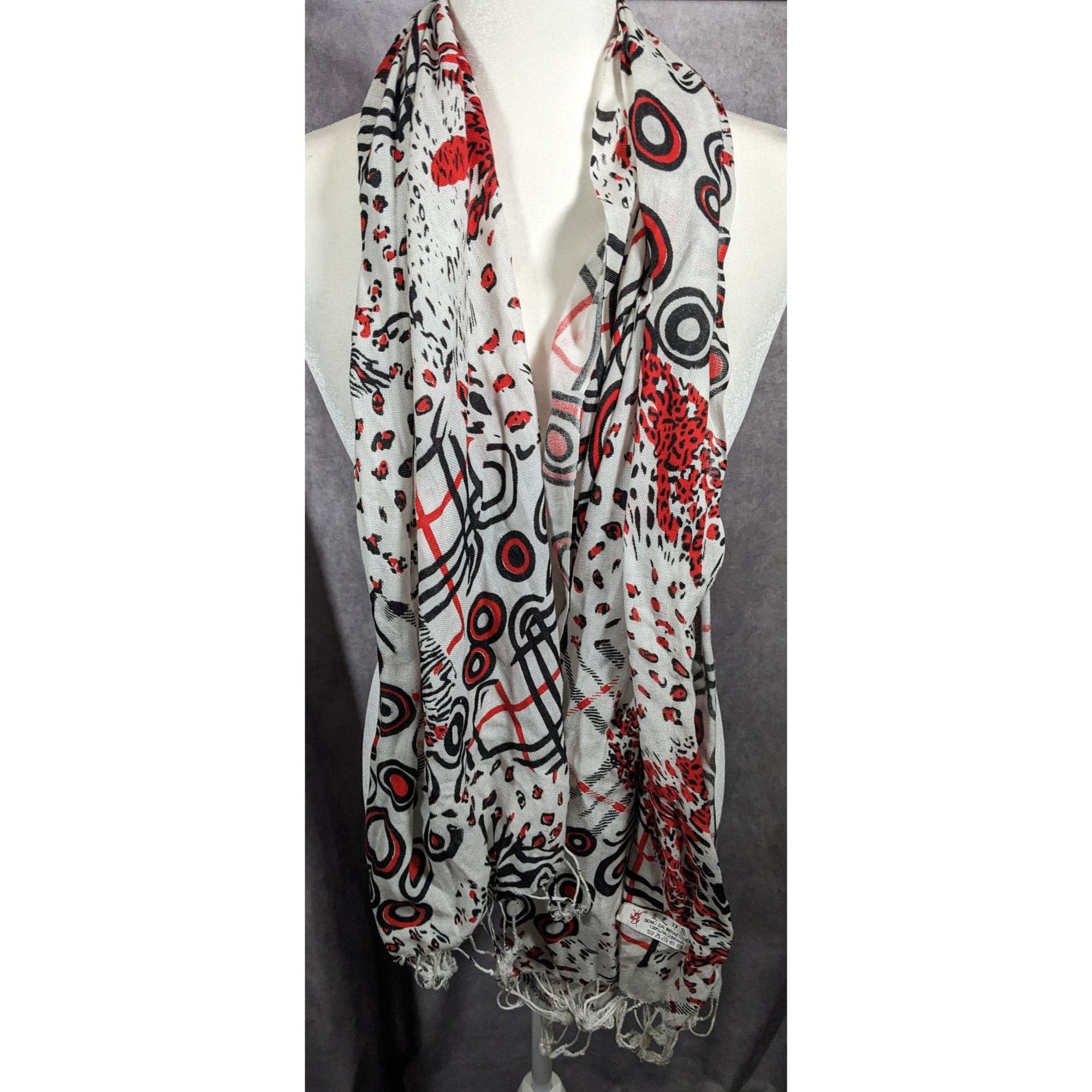 Other Abstract Punk Red White And Black Pashmina Scarf Size ONE SIZE - 4 Thumbnail