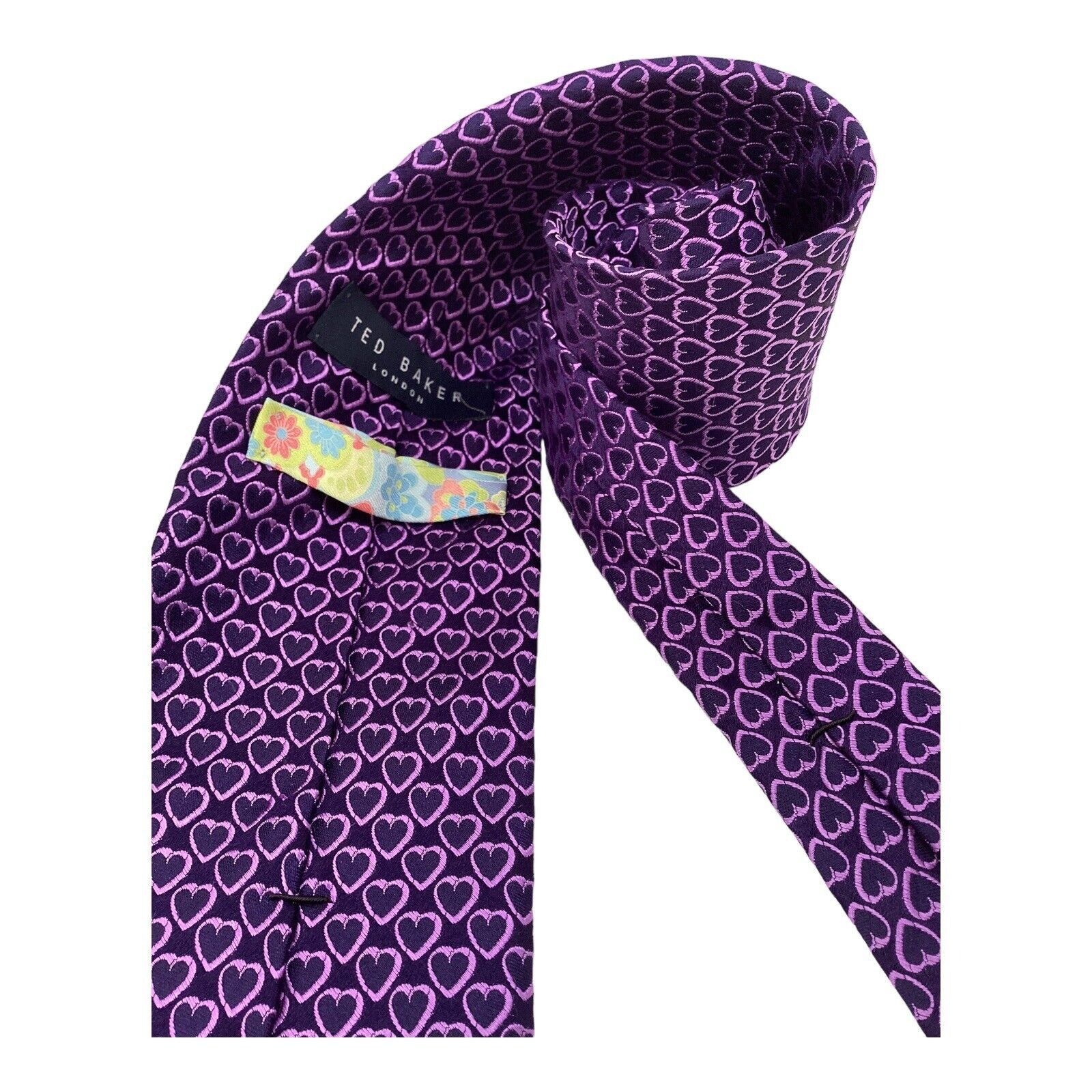 Ted Baker TED BAKER Purple Heart Print Luxury Silk Tie Hand Taillored Size ONE SIZE - 3 Thumbnail