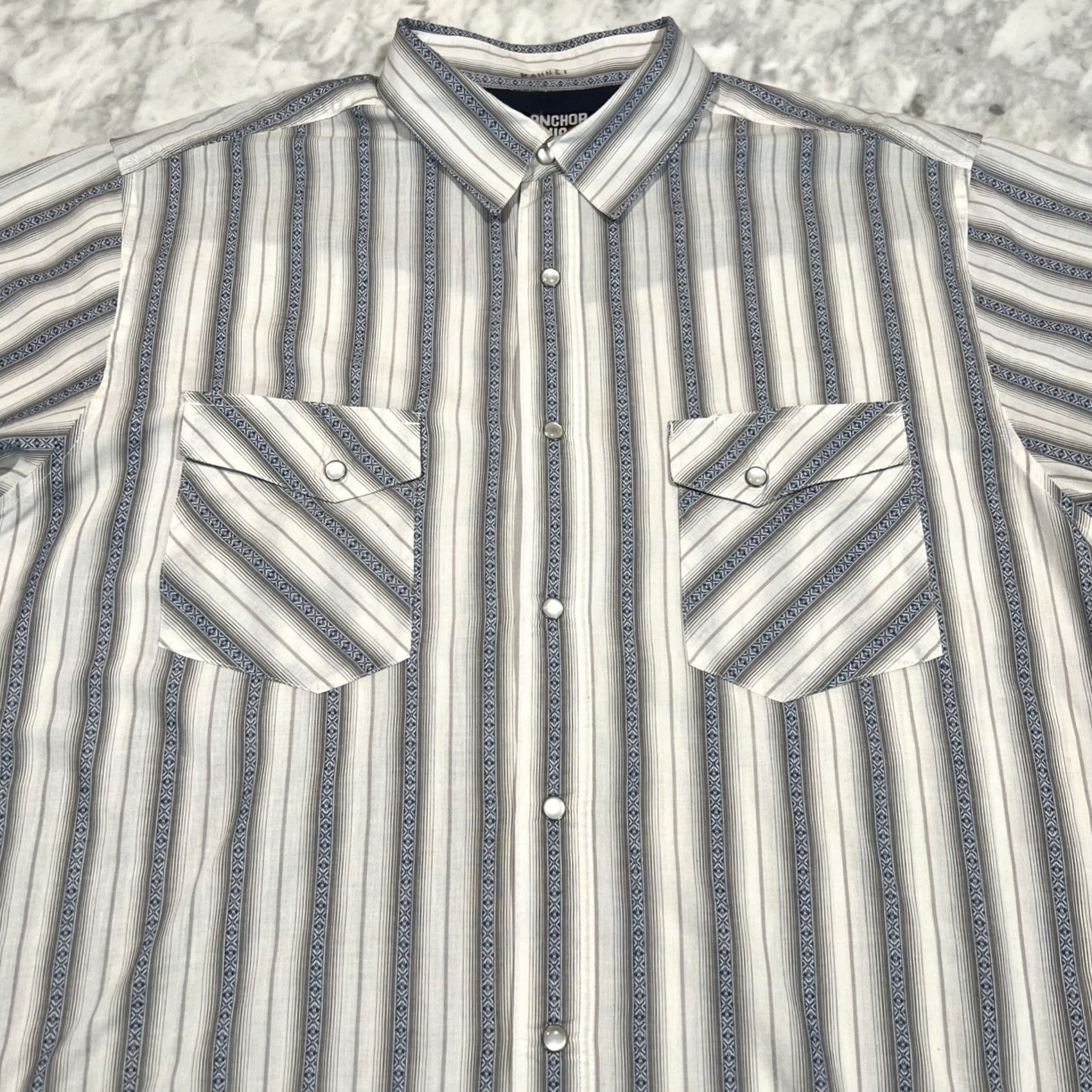 Anchor Blue VINTAGE Anchor Blue Pearl Snap Short Sleeve Shirt XL Aztec Southwestern Lightweight Men Size US XL / EU 56 / 4 - 2 Thumbnail
