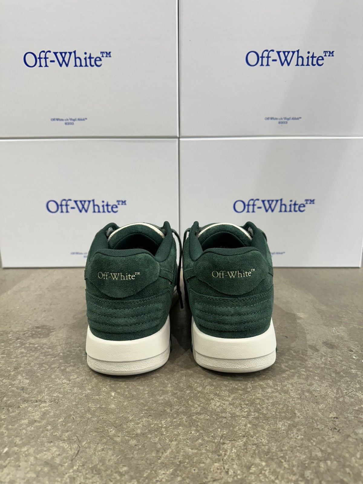 Off-White OFF-WHITE - Out of Office Suede Jet Green Ecru Sneakers Size US 12 / EU 45 - 4 Thumbnail