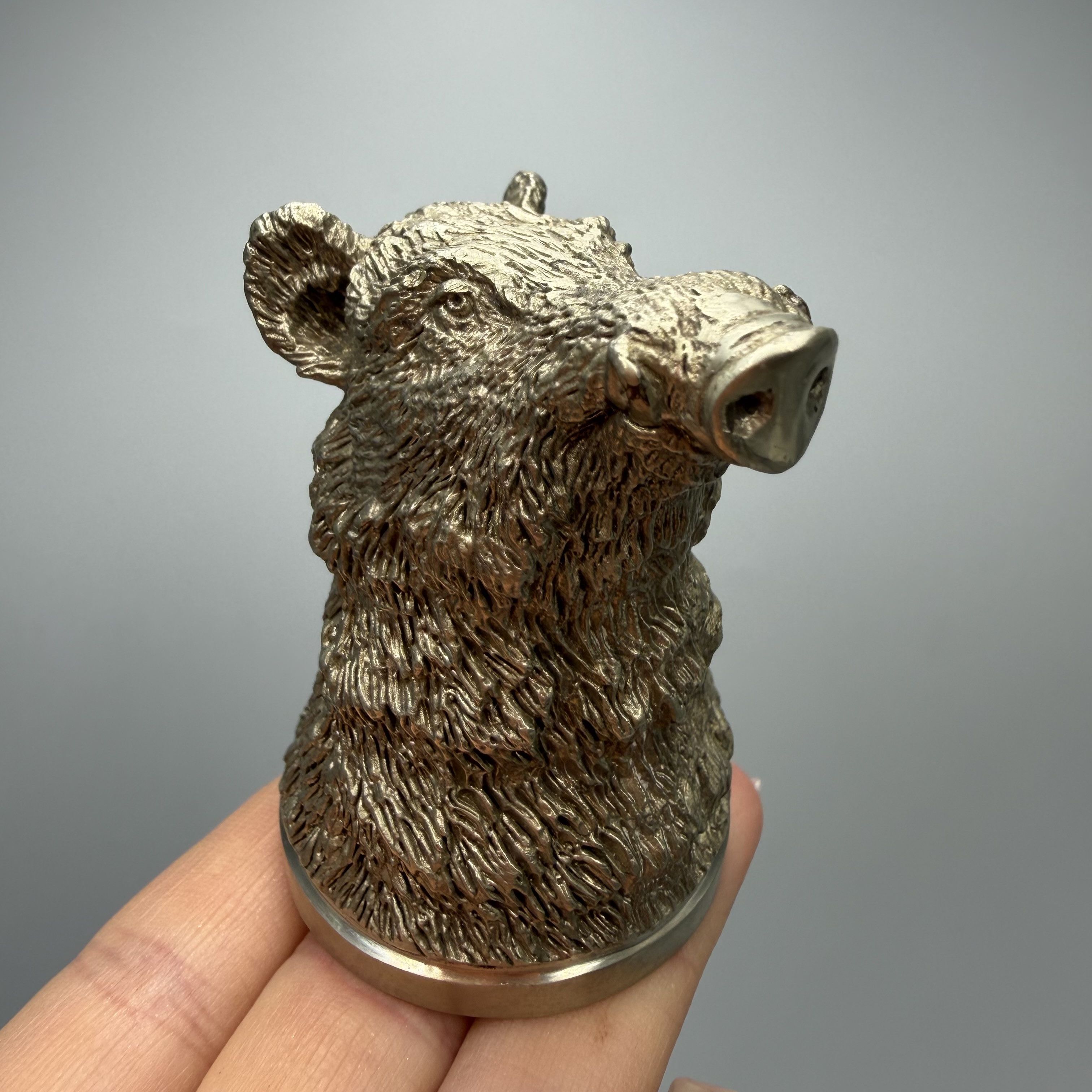 Vintage Vintage Metal Shot Glass Wild Boar Head Figurine Handcrafted Size ONE SIZE - 1 Thumbnail