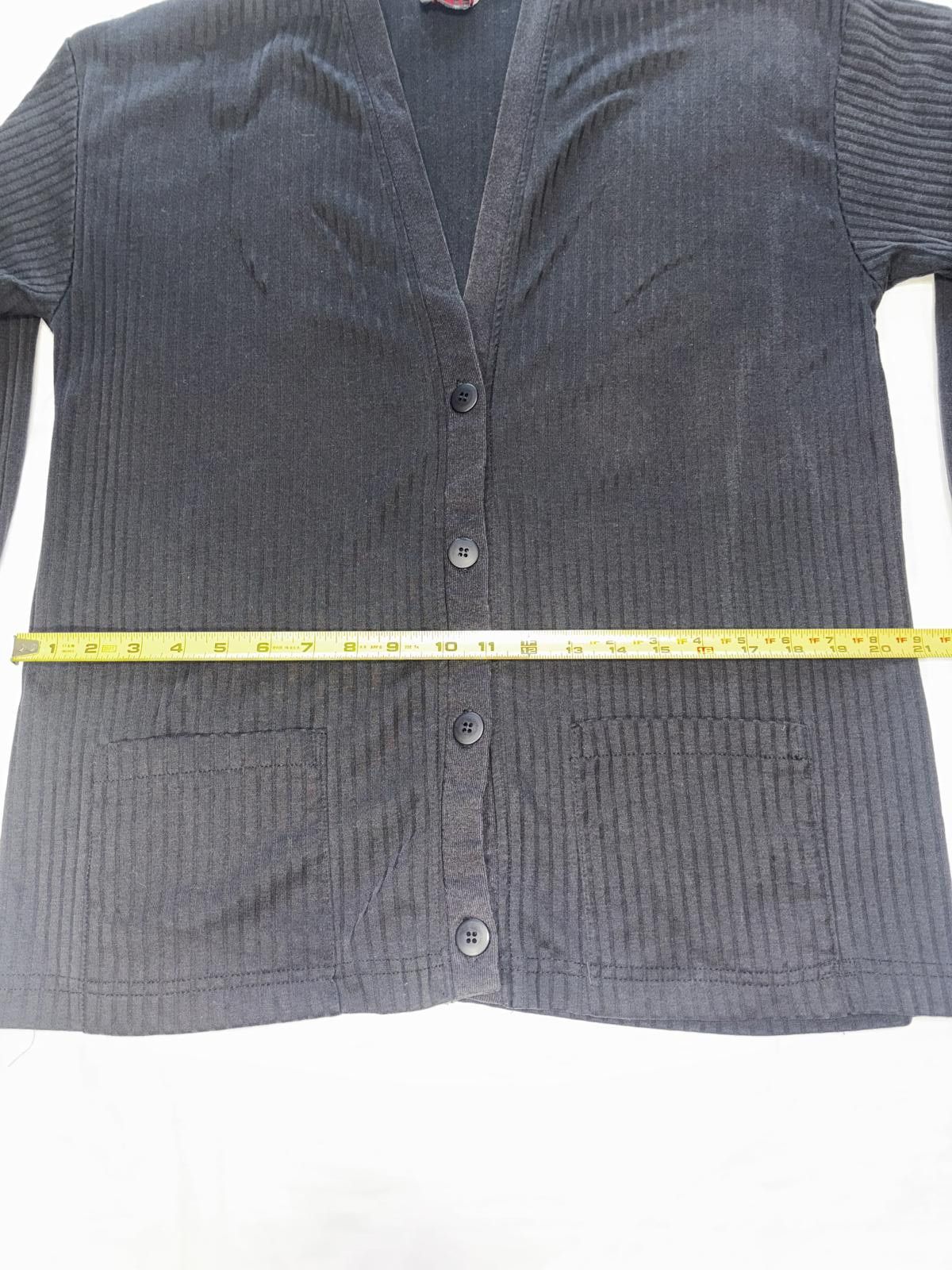 Designer Cozy Black Ribbed Cardigan Sweater Size M / US 6-8 / IT 42-44 - 3 Thumbnail
